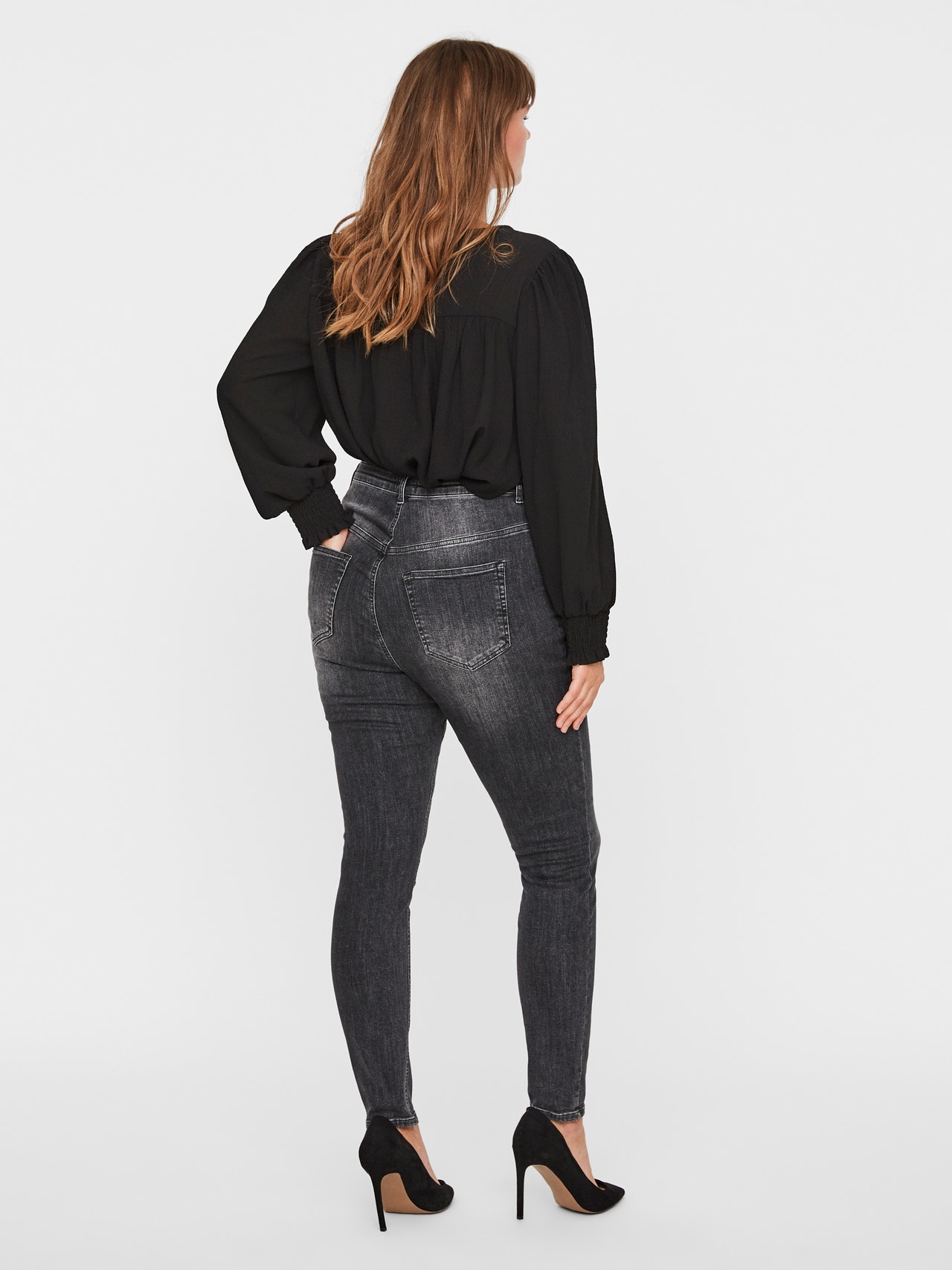 Vero Moda VMLORA High rise Skinny Fit Jeans -Black Denim - 10237623