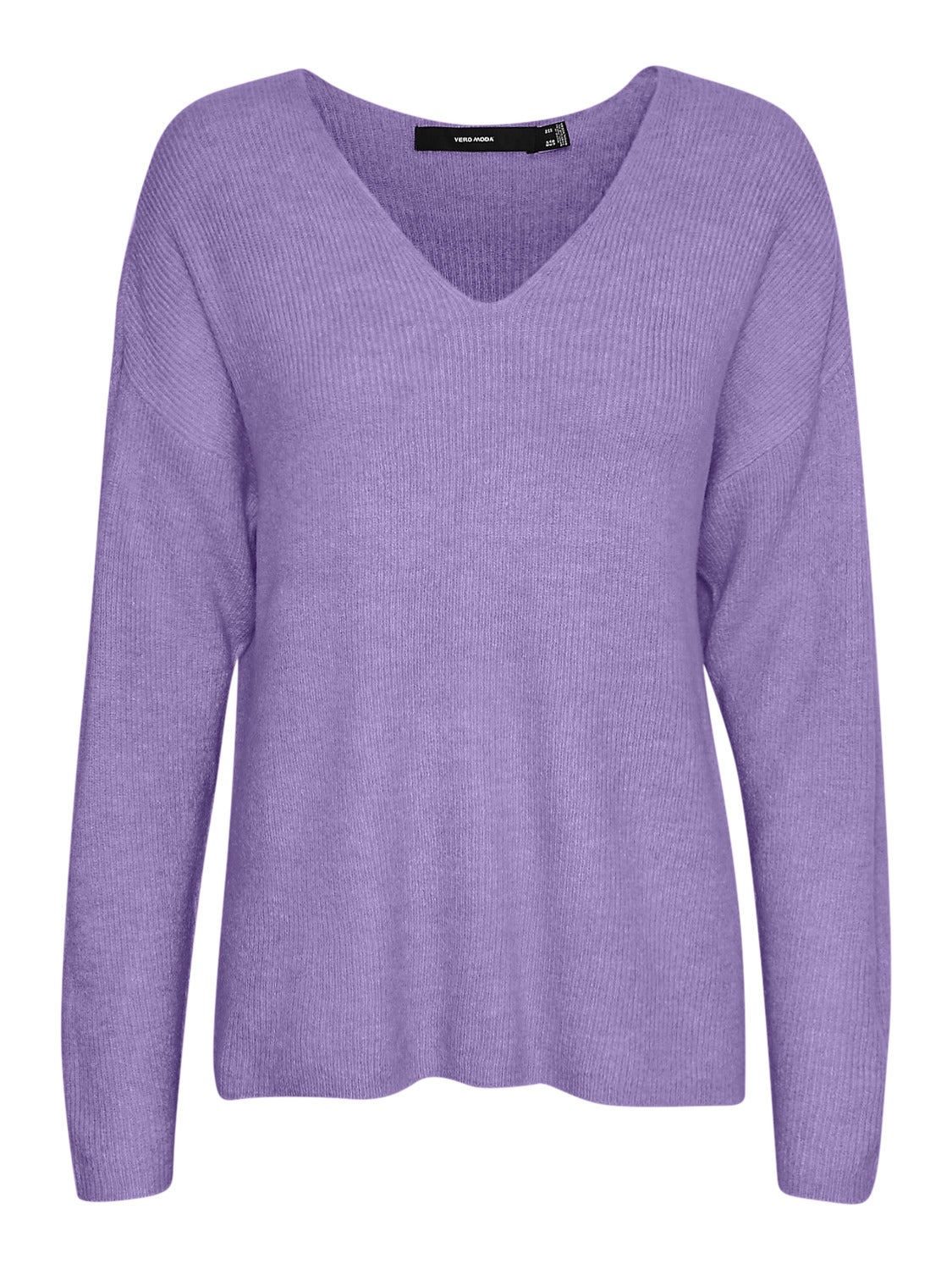 Regular Fit V-Neck Curve Dropped shoulders Pullover | Light Purple