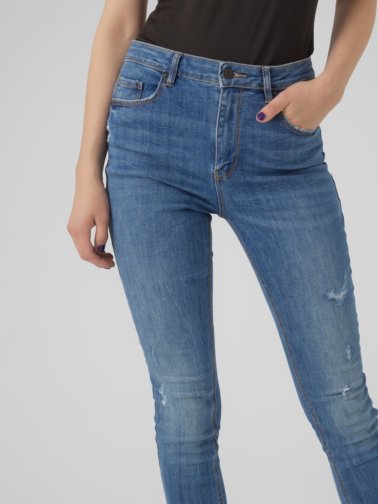 Vero Moda VMSOPHIA Hohe Taille Skinny Fit Jeans -Medium Blue Denim - 10241325