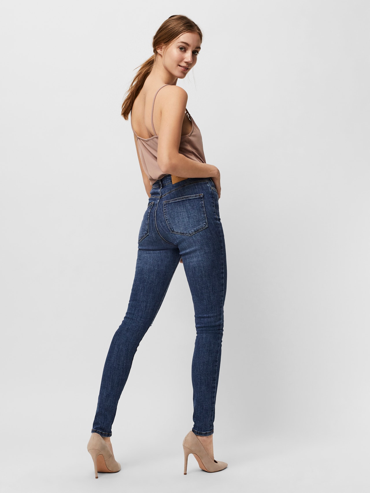 Vero Moda VMLOA Hohe Taille Skinny Fit Jeans -Medium Blue Denim - 10243535
