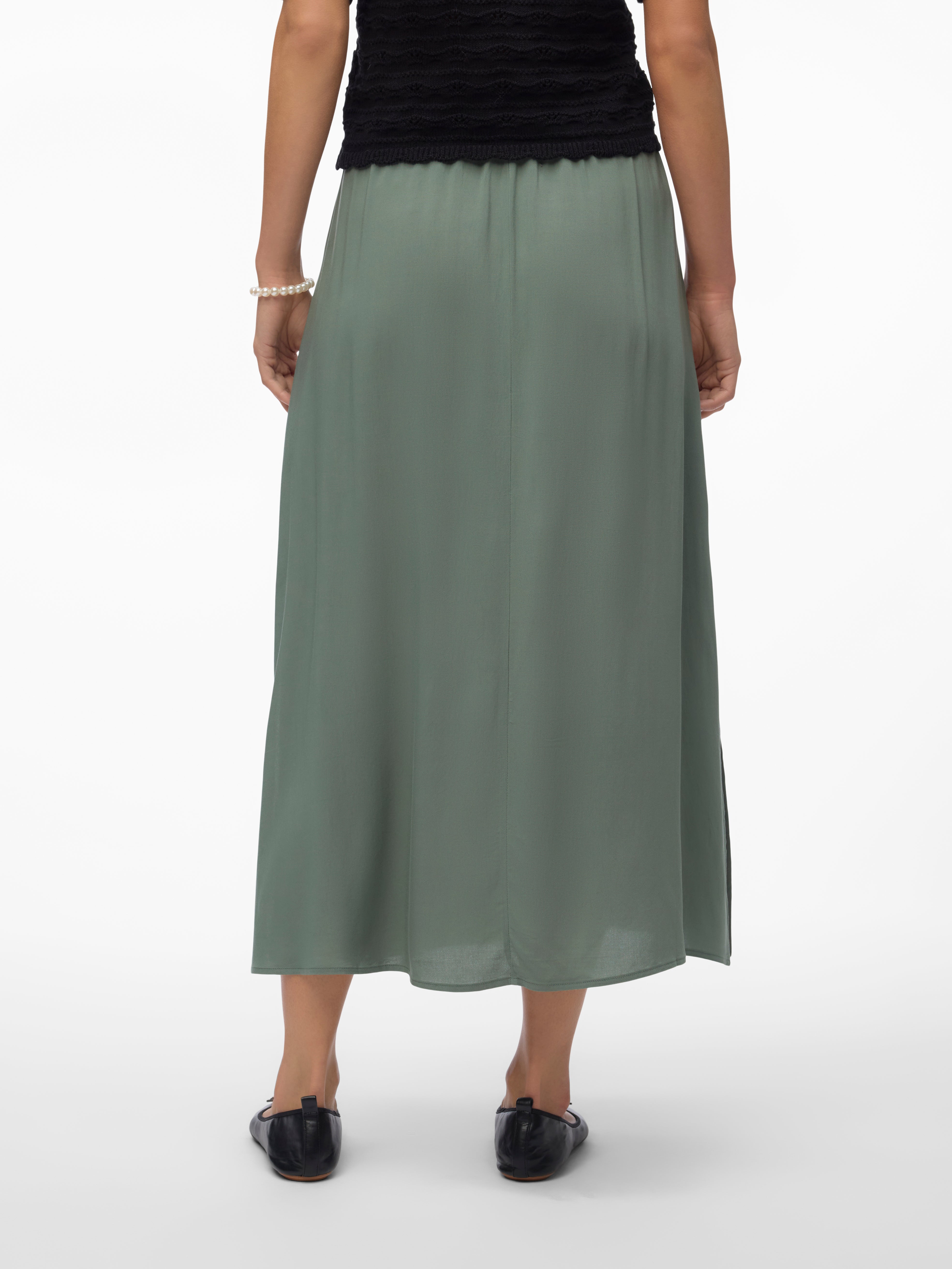 VMEASY High waist Lange rok Midden Groen Vero Moda