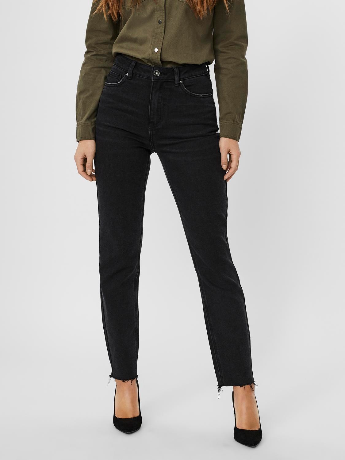 Vero Moda VMBRENDA Taille haute Straight Fit Jeans -Black Denim - 10247008