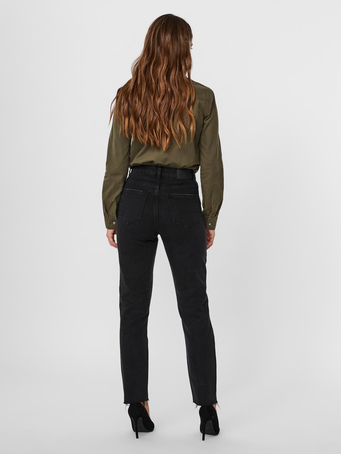 Vero Moda VMBRENDA Taille haute Straight Fit Jeans -Black Denim - 10247008