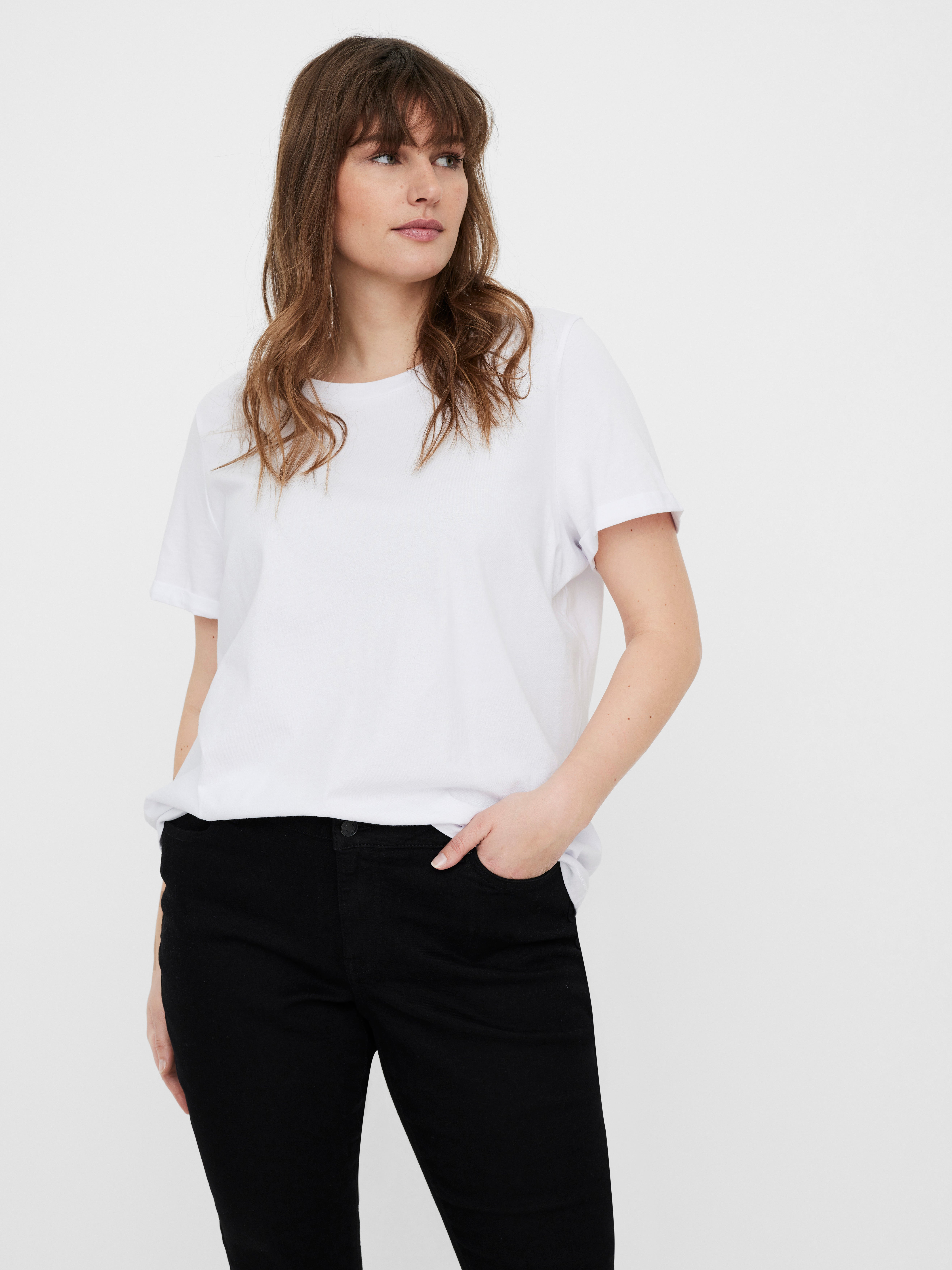 Box Fit O-Neck Curve T-Shirt | White Clear | Vero Moda®