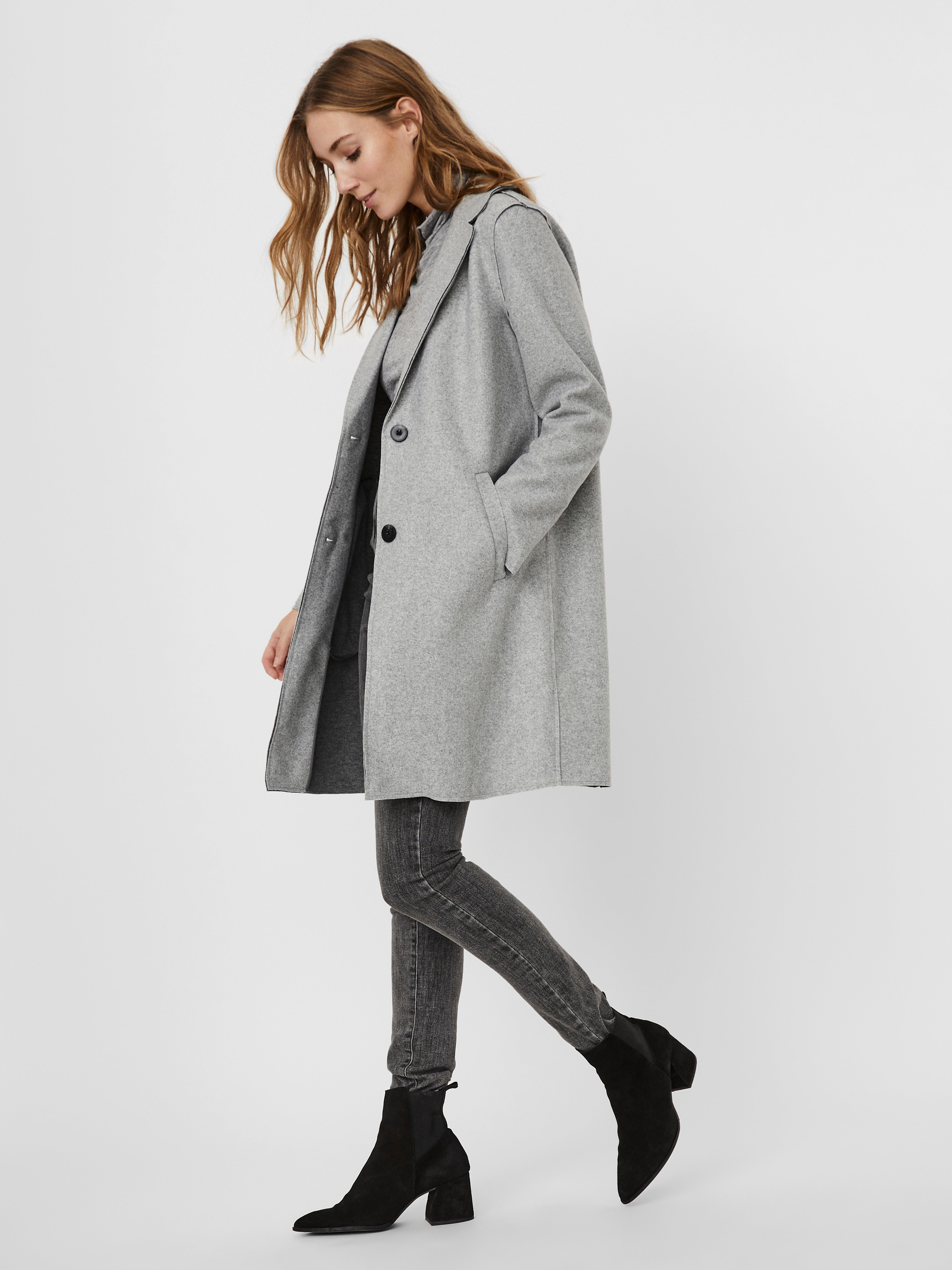 Vero moda grey hot sale wool coat