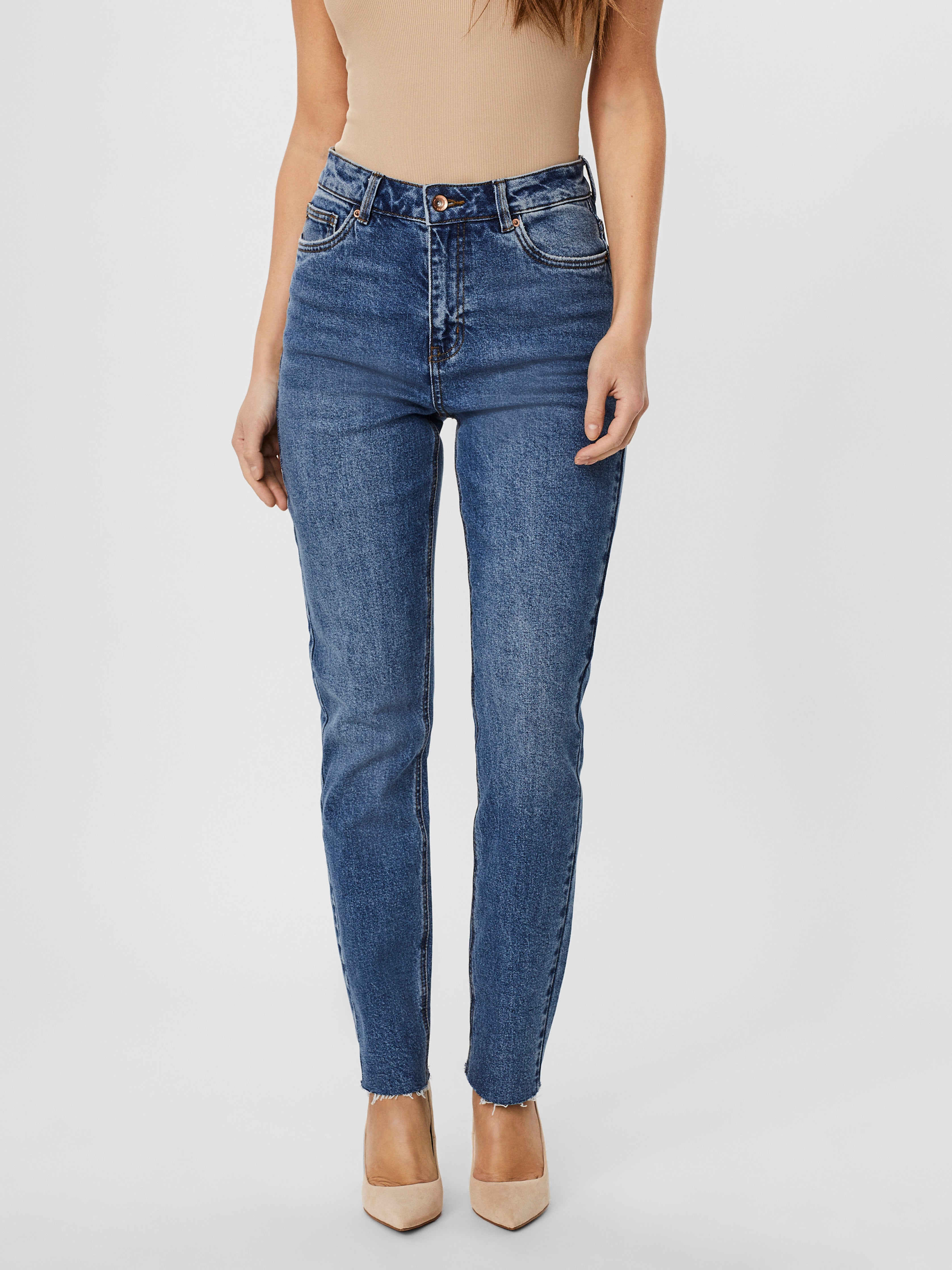 Mom jeans a vita alta di Vero Moda in Blu Donna Abbigliamento da Jeans da Jeans capri e cropped 