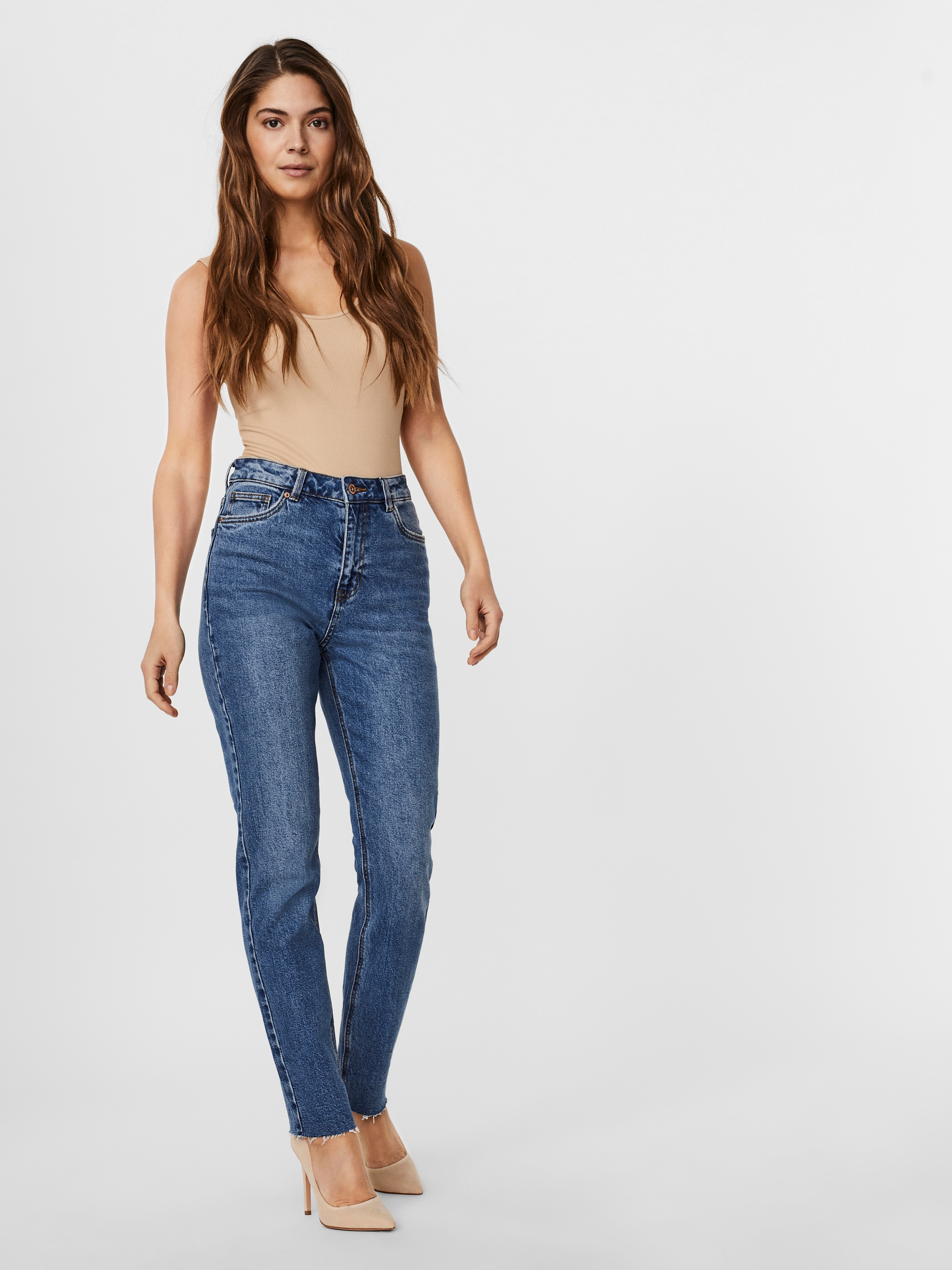 VMBRENDA Taille haute Straight Fit Jeans Bleu moyen Vero Moda