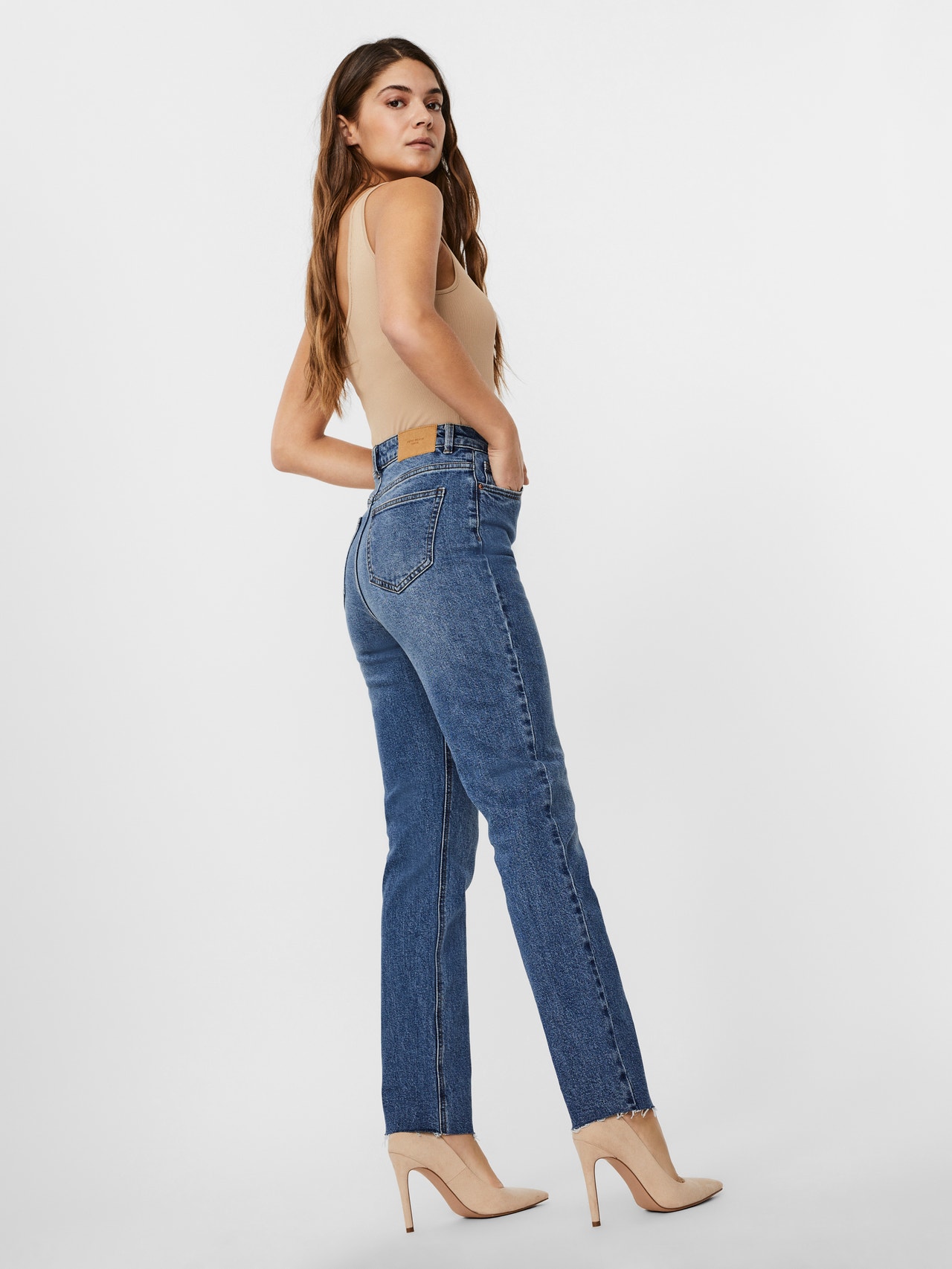 Vero Moda VMBRENDA Vita alta Straight Fit Jeans -Medium Blue Denim - 10248825