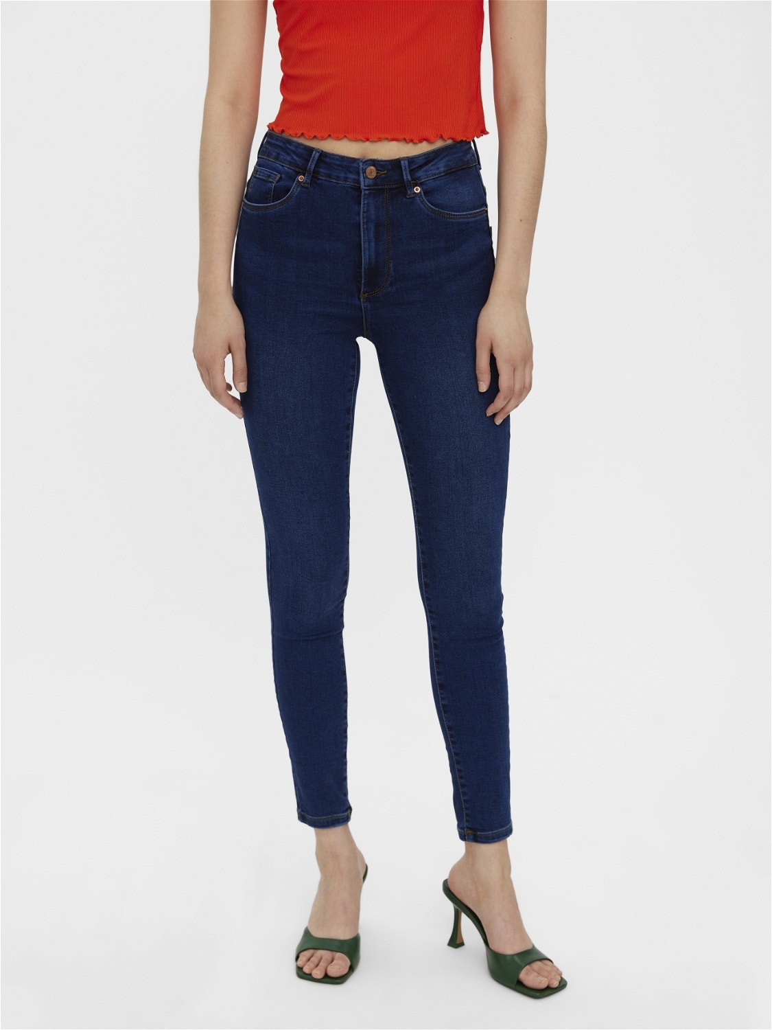 Vero Moda VMSOPHIA Hög midja Slim Fit Jeans -Dark Blue Denim - 10249307