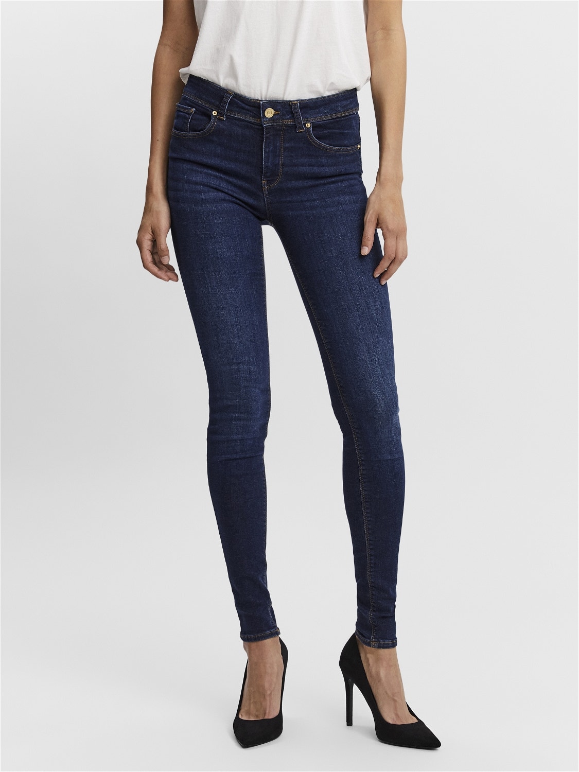 Vero Moda VMLUX Vita media Slim Fit Jeans -Dark Blue Denim - 10249477