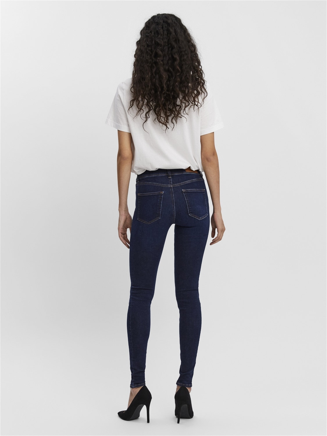 Vero Moda VMLUX Medelhög midja Slim Fit Jeans -Dark Blue Denim - 10249477