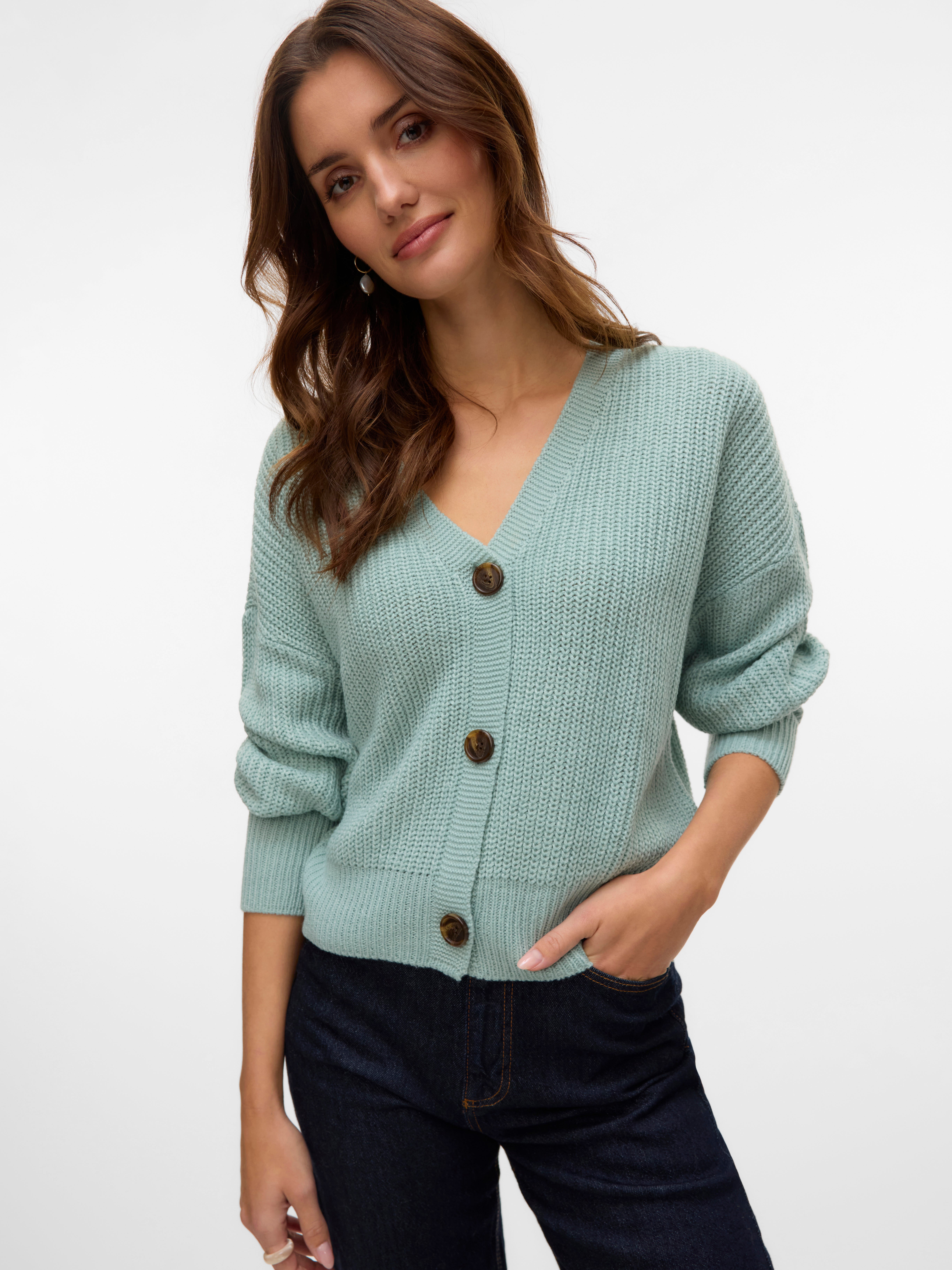 Knit Cardigan Vero Moda Strick Cardigan Grau VERO MODA Damen