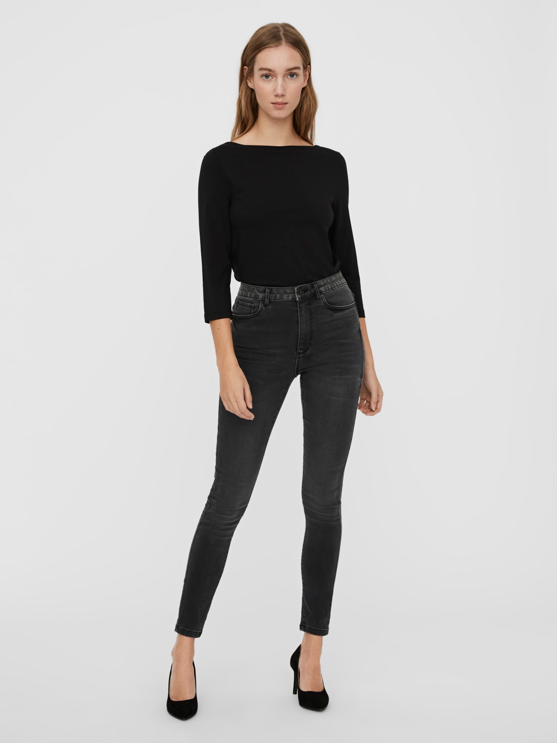 Vero Moda VMSOPHIA Taille haute Slim Fit Jeans -Dark Grey Denim - 10249716
