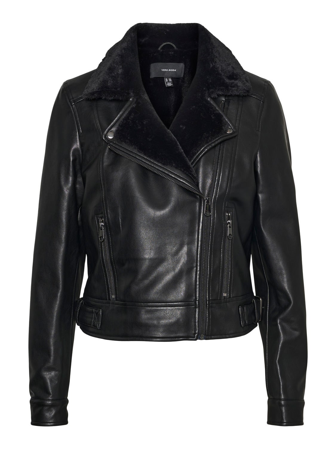 Vero moda black leather on sale jacket