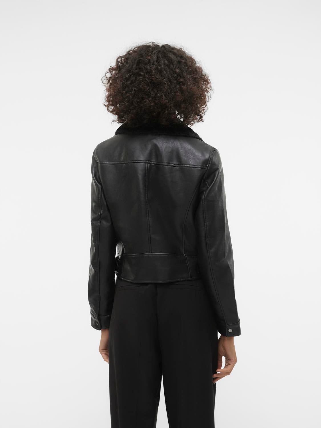 Leather look biker jacket