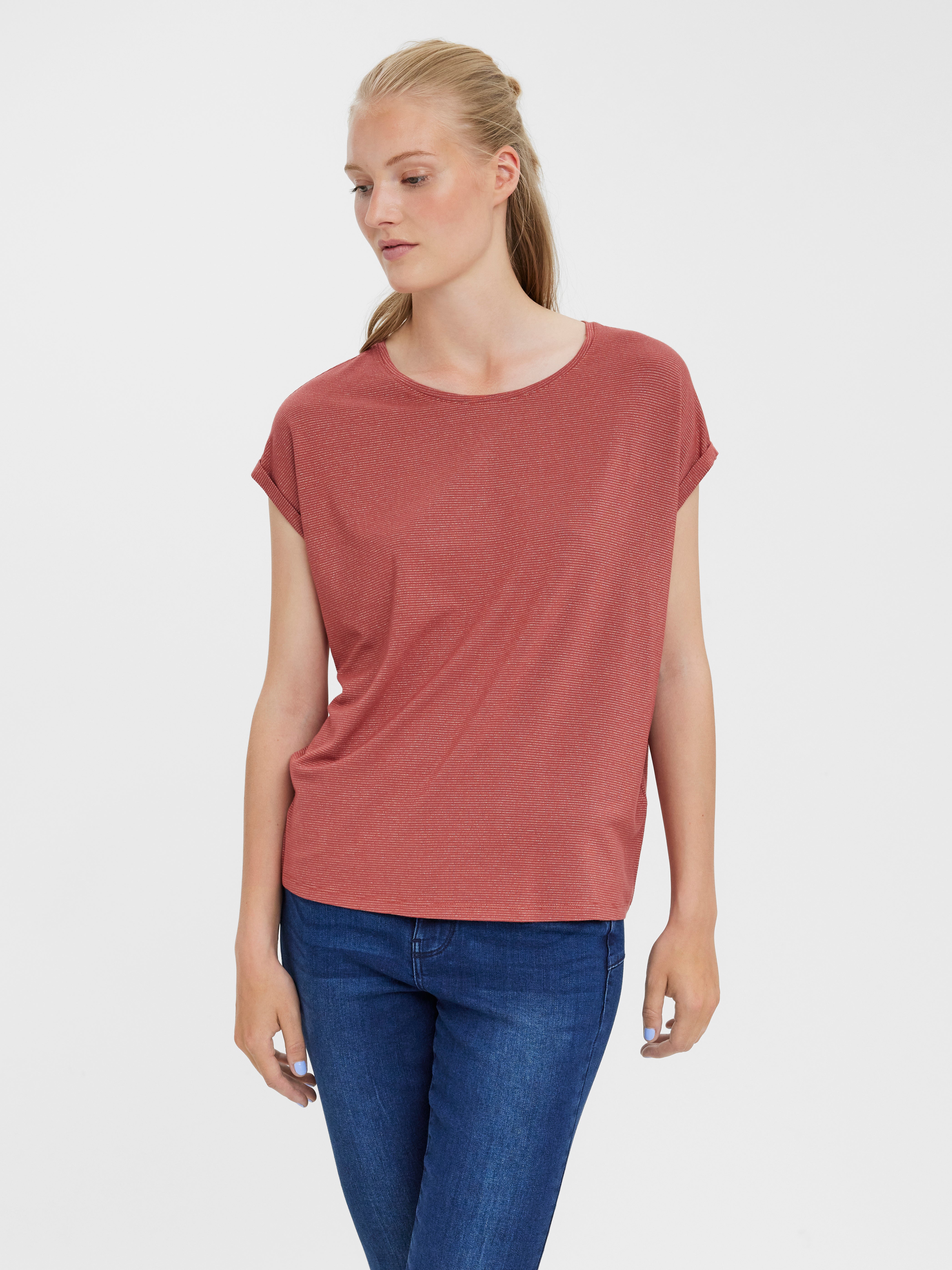 Vero Moda Boothalsshirt rood gestippeld elegant Mode Shirts Bootshalsshirts 