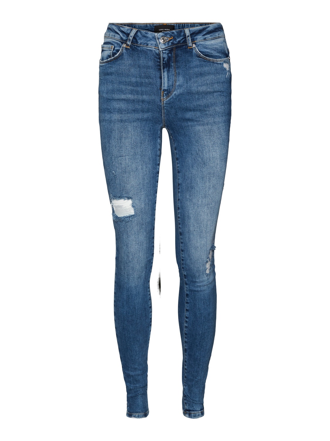 Vero Moda VMSEVEN Mid Rise Slim Fit Jeans -Medium Blue Denim - 10252232