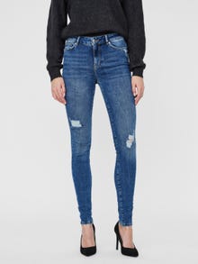Vero Moda VMSEVEN Middels høyt snitt Slim Fit Jeans -Medium Blue Denim - 10252232