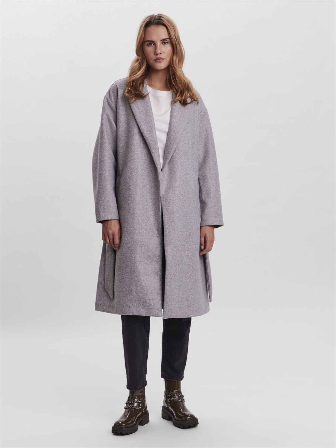 vero moda grauer mantel mit kapuze