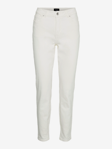 Vero Moda VMBRENDA Hög midja Rak passform Ankel Jeans -Cloud Dancer - 10252779