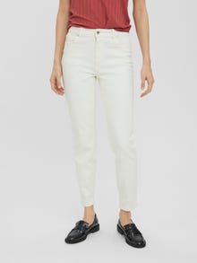 Vero Moda VMBRENDA Hög midja Rak passform Ankel Jeans -Cloud Dancer - 10252779