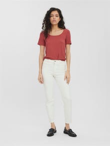 Vero Moda VMBRENDA Hög midja Rak passform Ankel Jeans -Cloud Dancer - 10252779
