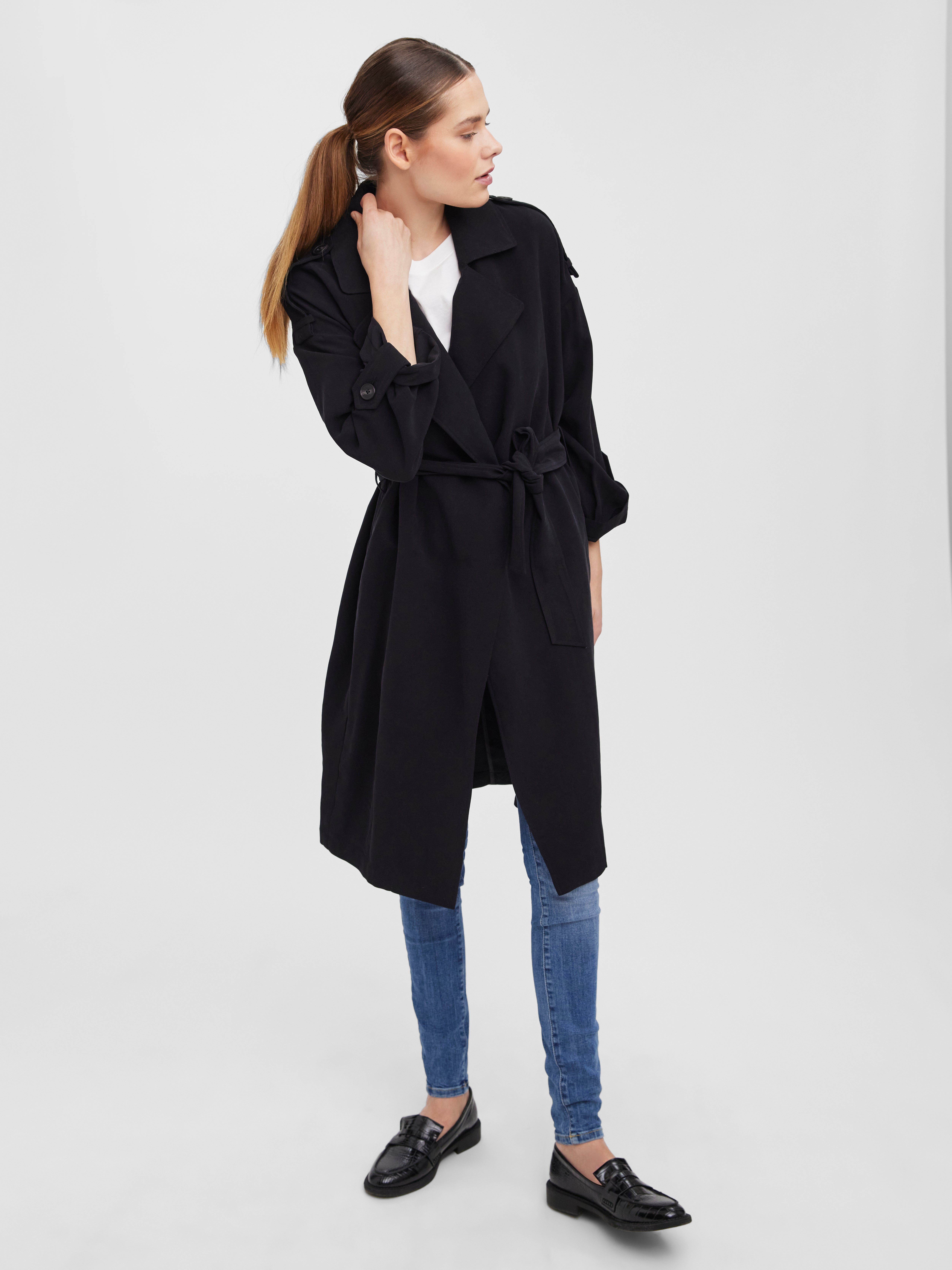 vero moda black trench coat