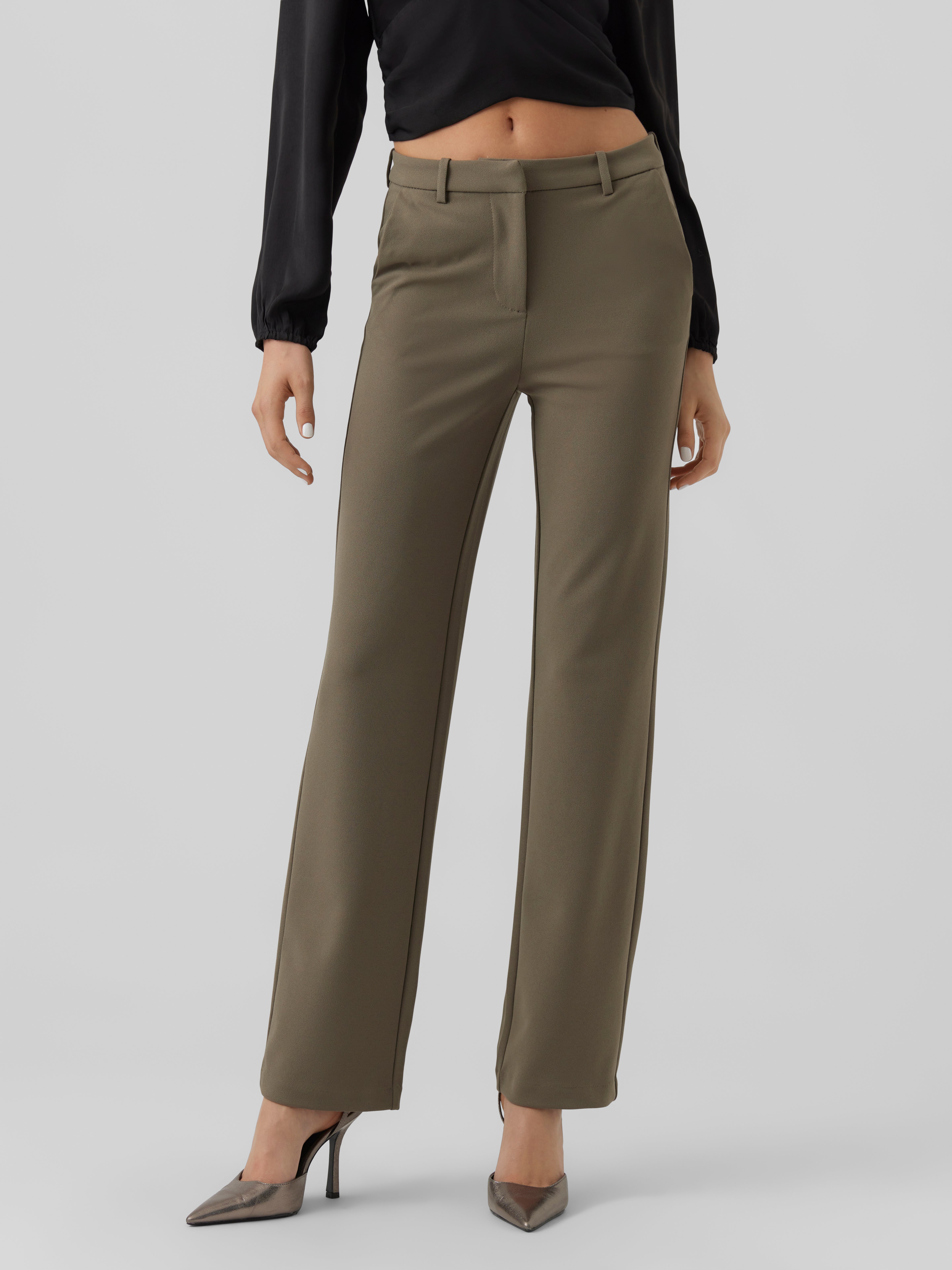 Moda Spodnie Spodnie materiałowe Vero Moda Spodnie materia\u0142owe czarny-jasnoszary Wz\u00f3r w kratk\u0119 W stylu casual 