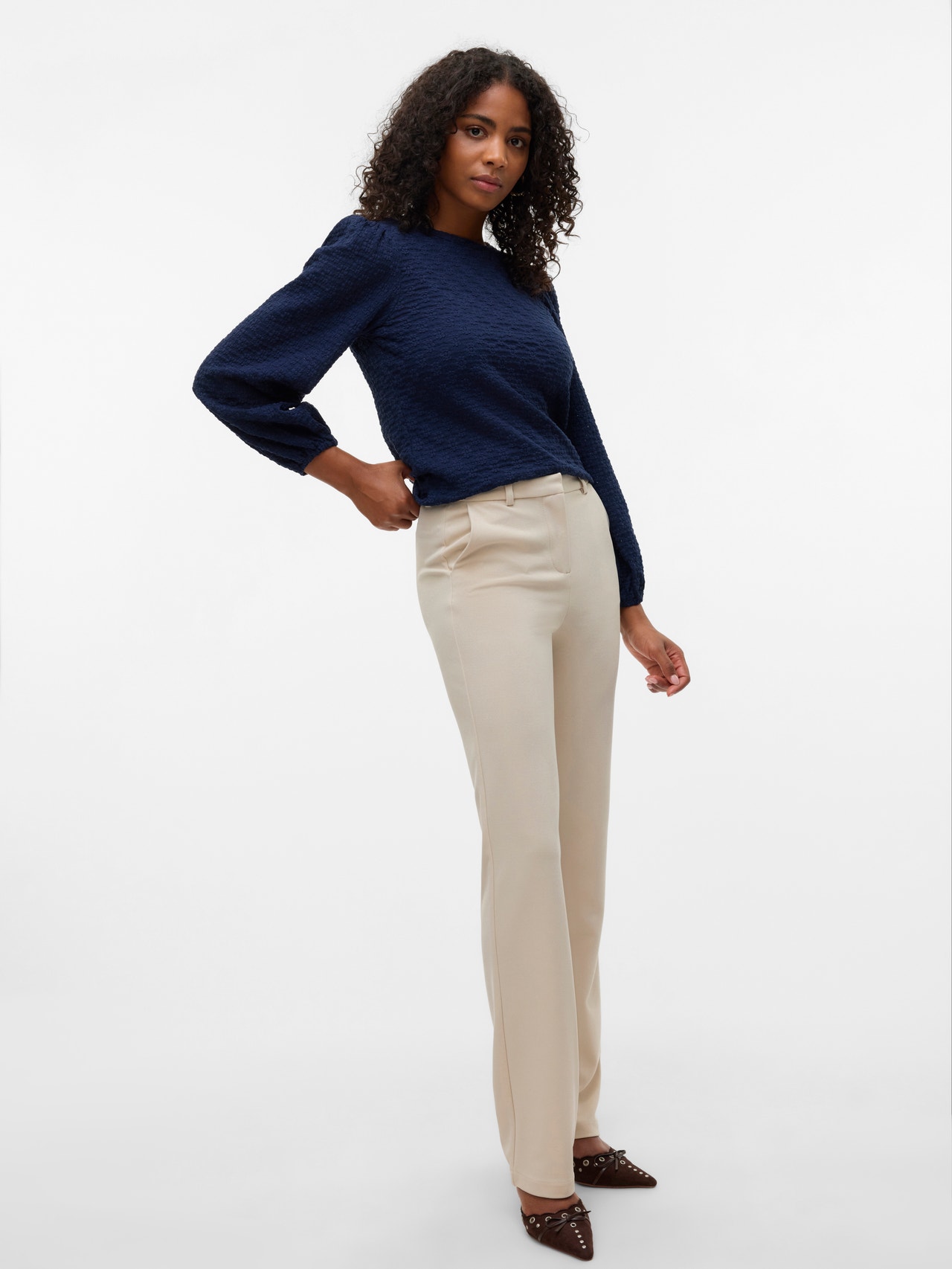 VERO MODA Vmzamira Bestie Mw Straight Pant Noos, dark grey melange, S / 34L VERO MODA Vmzamira Bestie Mw Straight Pant Noos, dark grey melange, S / 34L