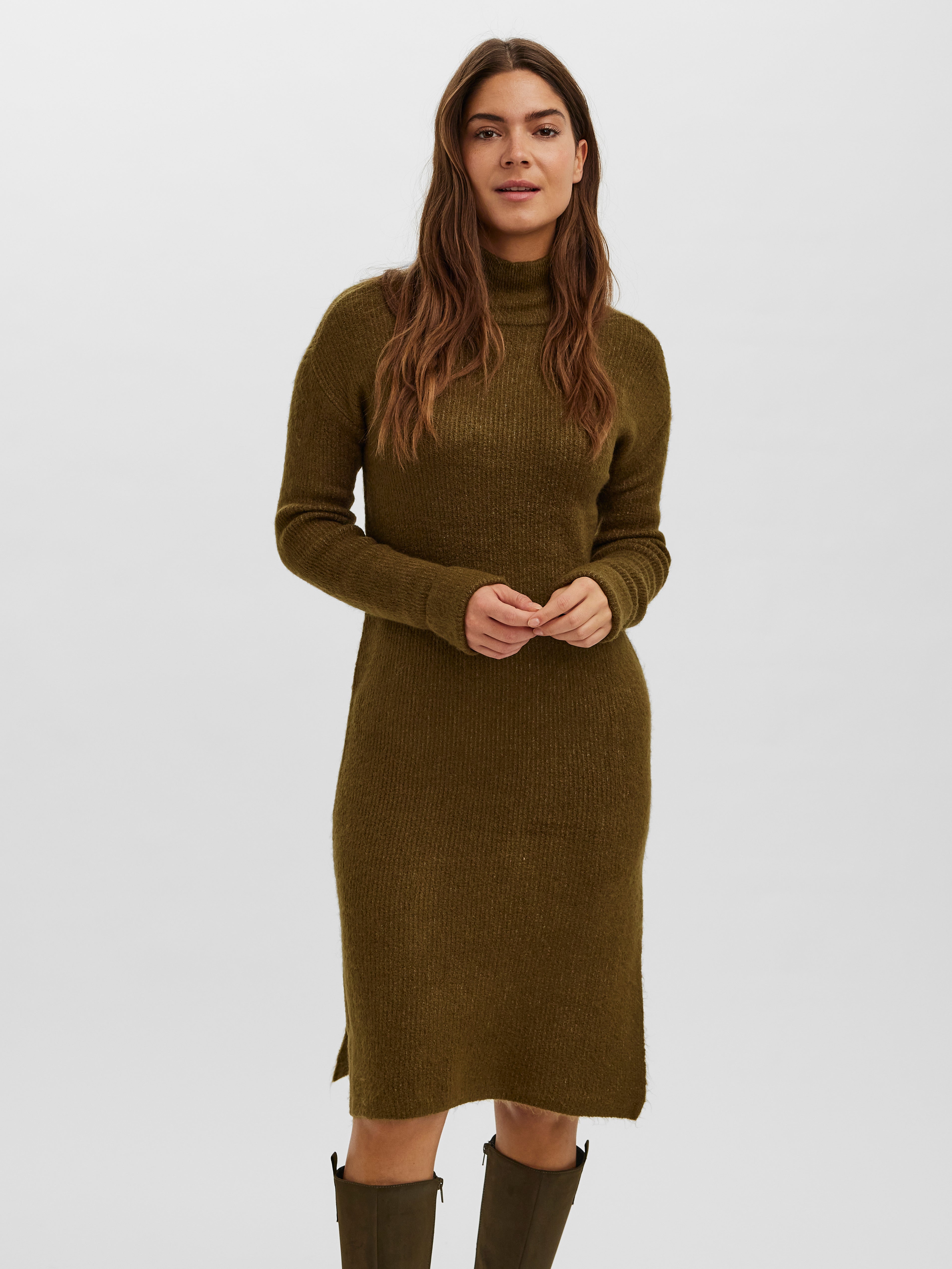 Mode Jurken Sweaterjurken Gina Benotti Sweaterjurk bruin-goud prints met een thema casual uitstraling 