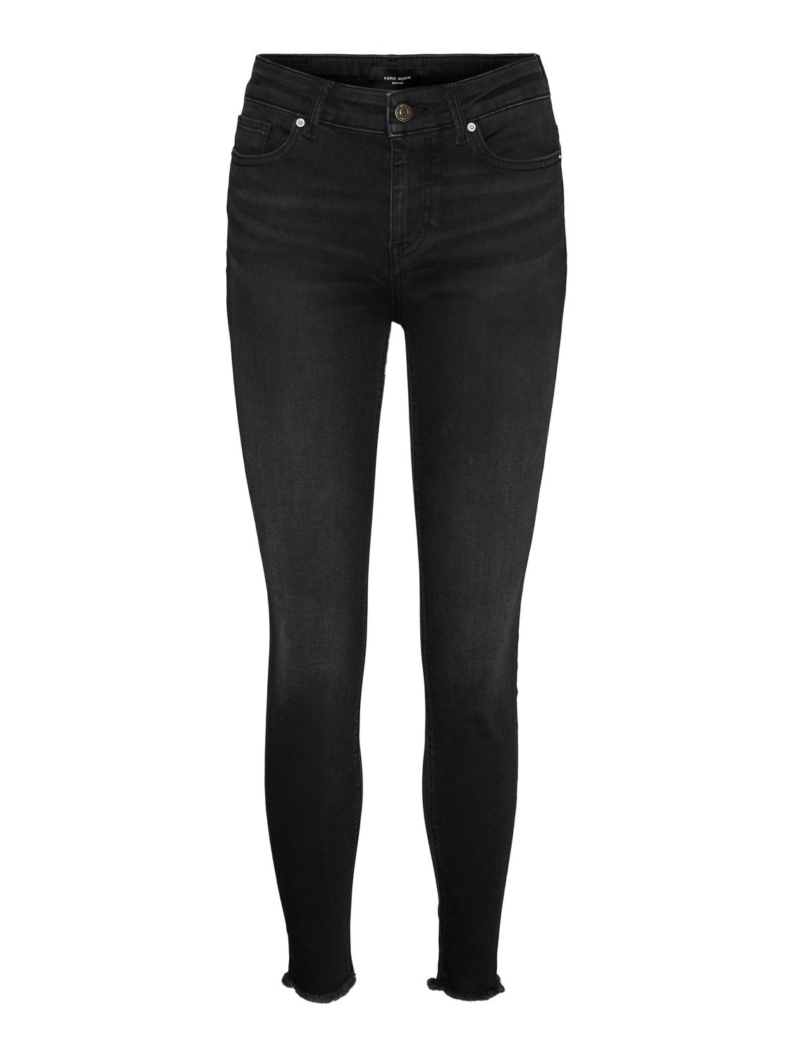 Vero Moda VMPEACH Medelhög midja Skinny Fit Jeans -Black Denim - 10255748