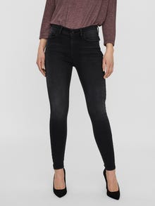 Vero Moda VMPEACH Middels høyt snitt Skinny Fit Jeans -Black Denim - 10255748