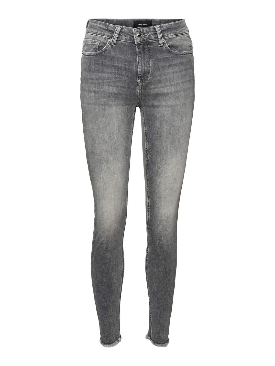 Vero Moda VMPEACH Mid Rise Skinny Fit Jeans -Medium Grey Denim - 10255749