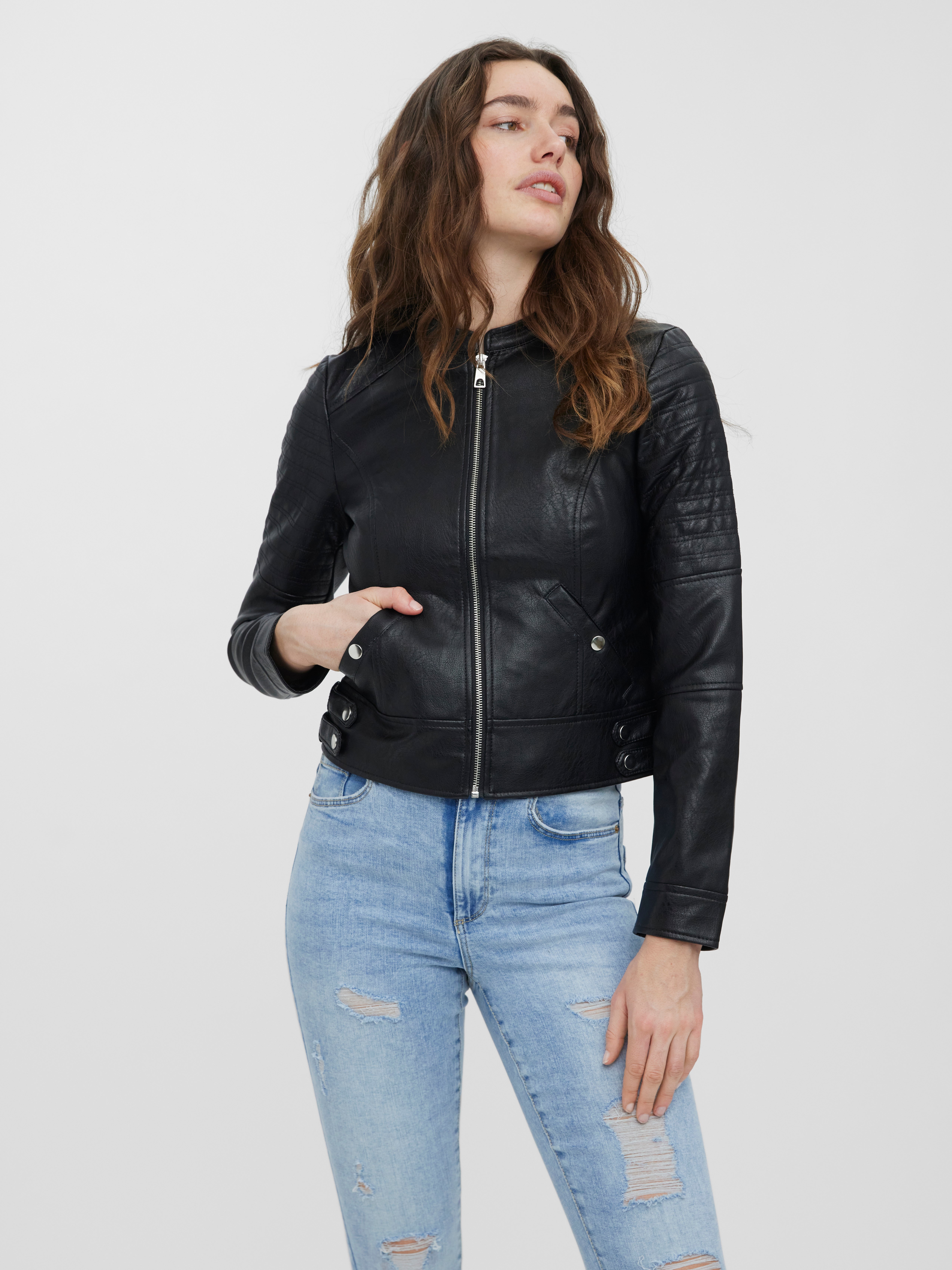 Black S Vero Moda biker jacket WOMEN FASHION Jackets Leatherette discount 76% 