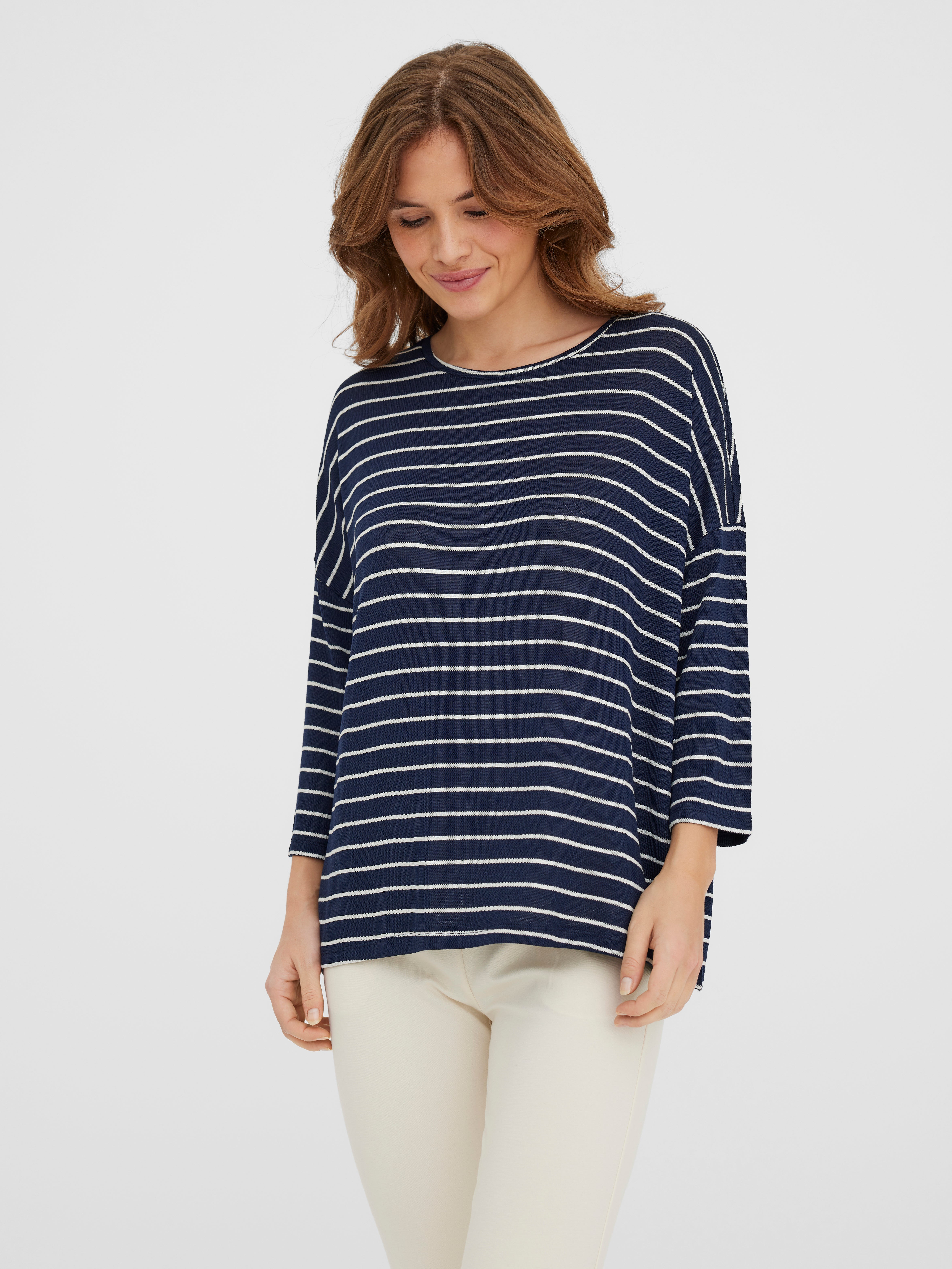 Vero Moda Striped Three-Quarter Sleeve Jumper