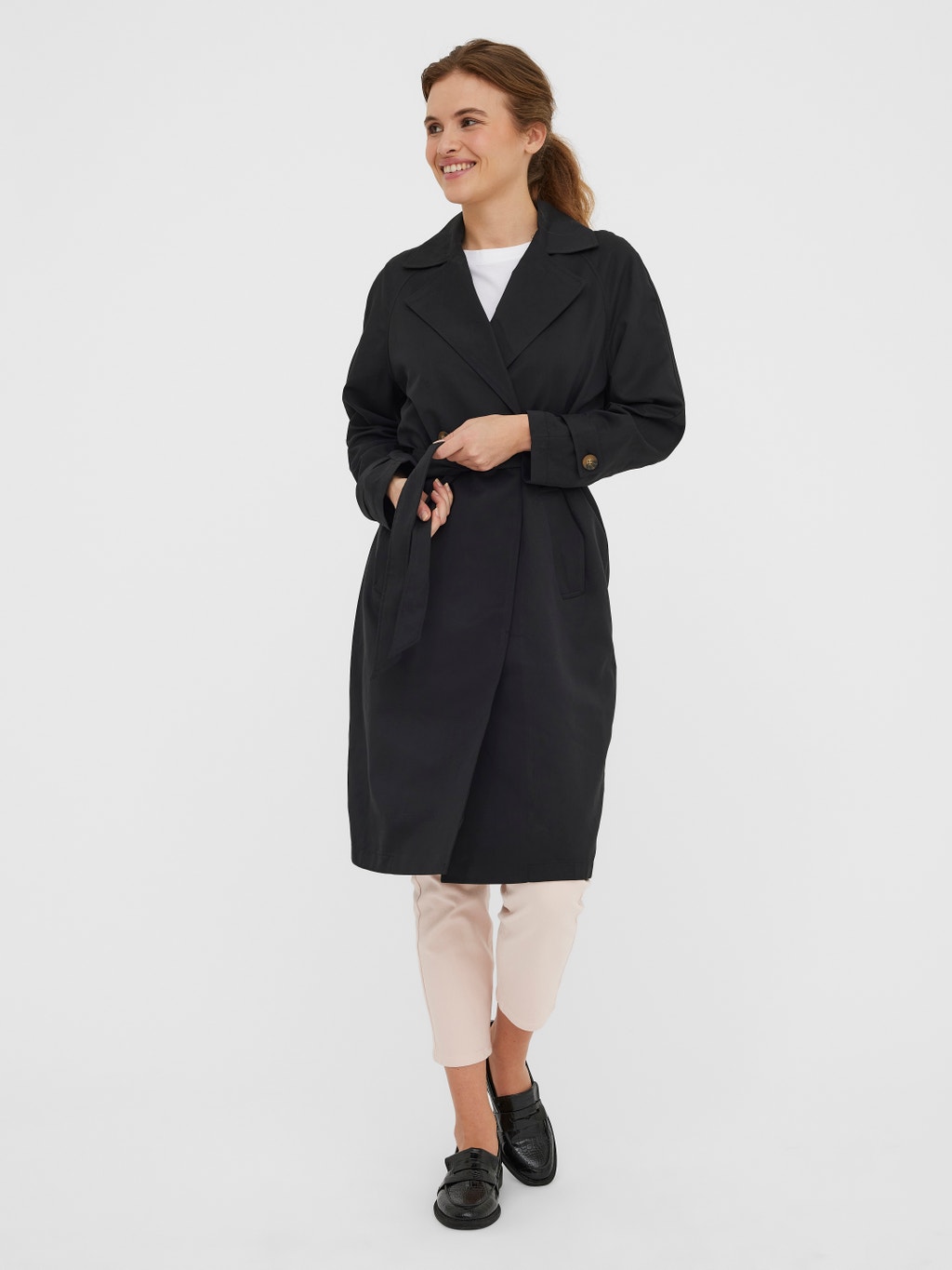 storhedsvanvid Onset venstre Long trench coat | Black | Vero Moda®