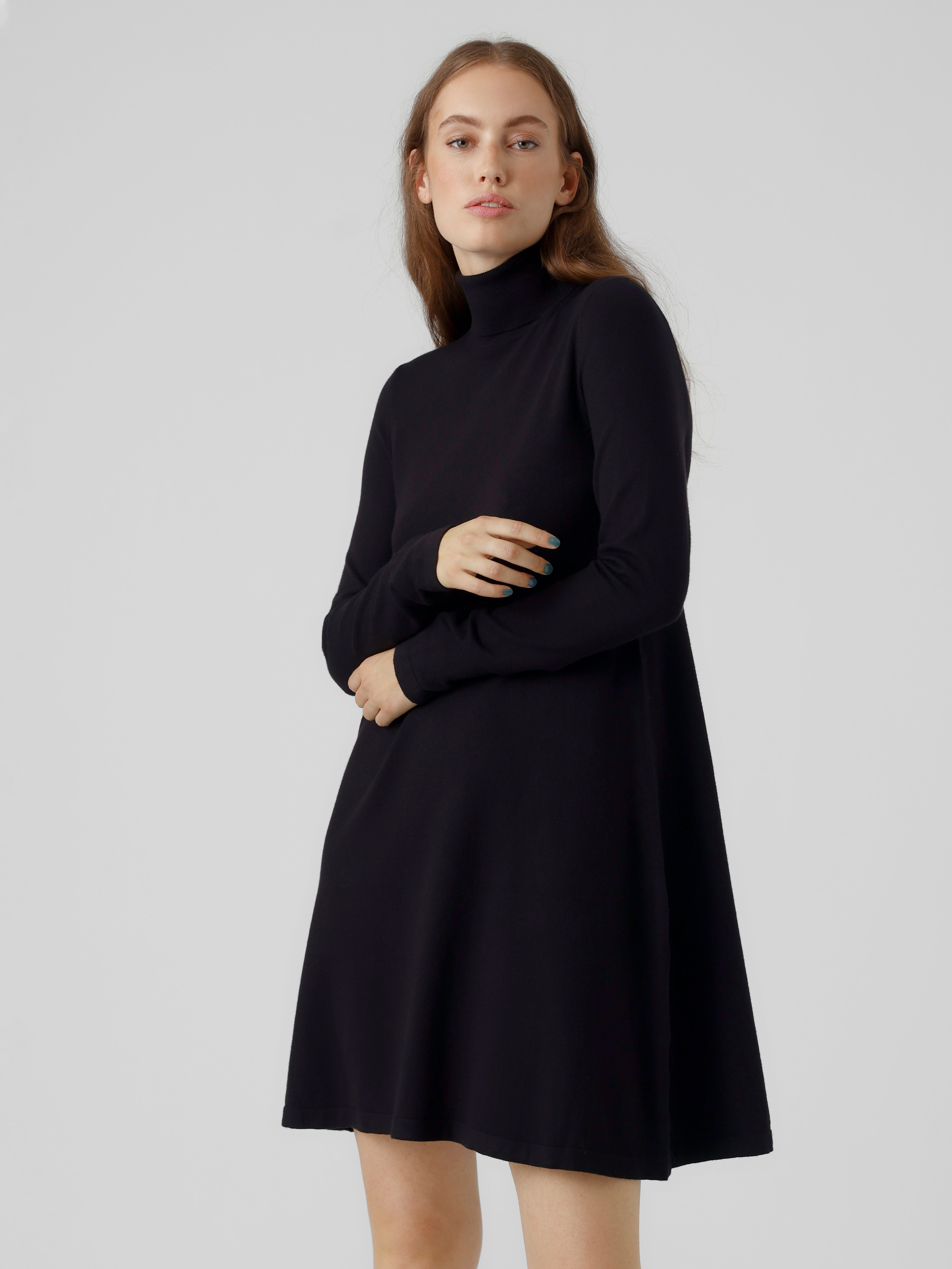 Robe noire col roulé best sale manche longue