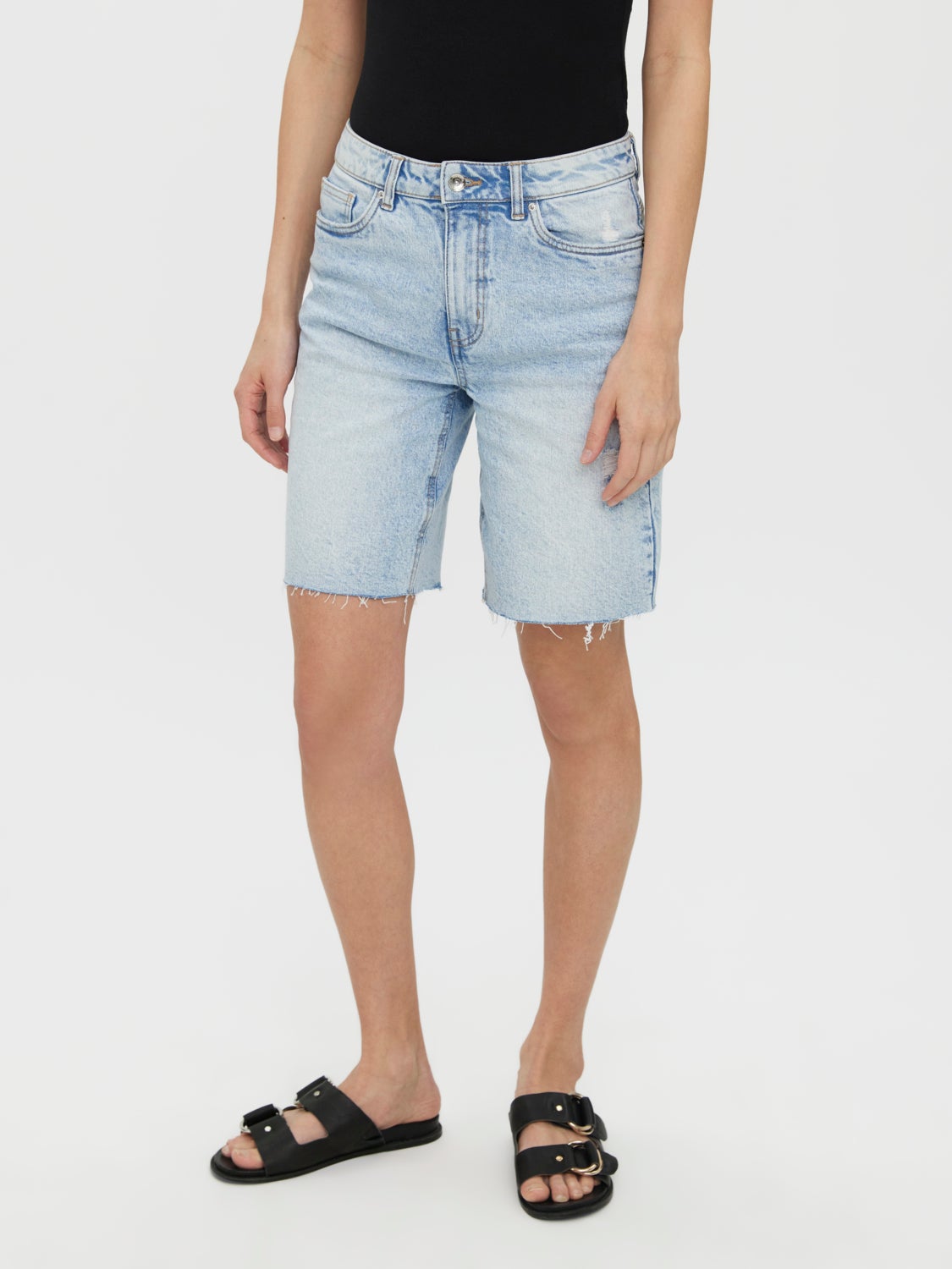 Urban Revivo Denim Short Met Lange Pasvorm in het Blauw Dames Kleding voor voor Shorts voor Jeans en denim shorts 