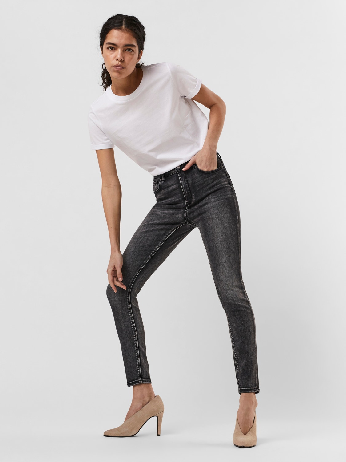 Vero Moda VMSOPHIA High rise Slim Fit Jeans -Medium Grey Denim - 10259747