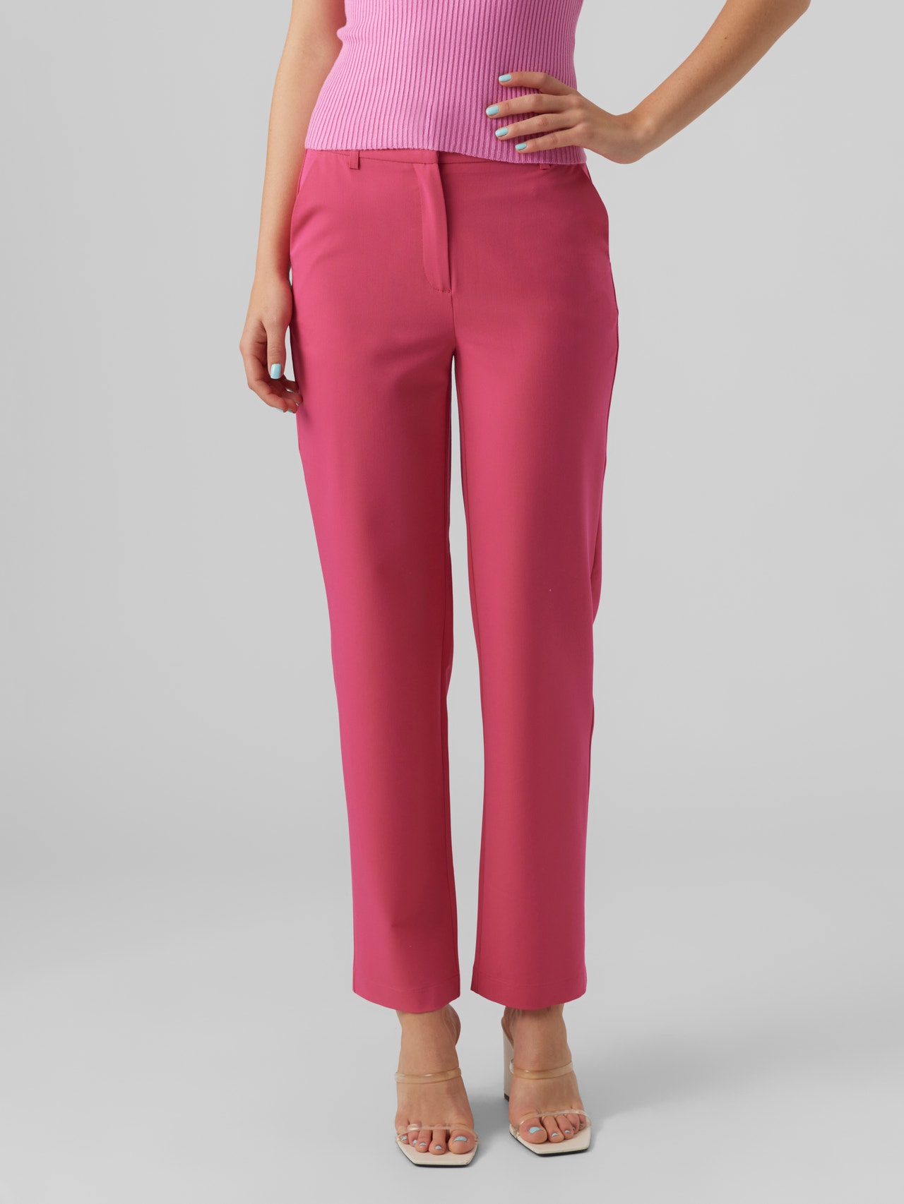 Vero Moda VMZELDA High rise Trousers -Pink Yarrow - 10261257