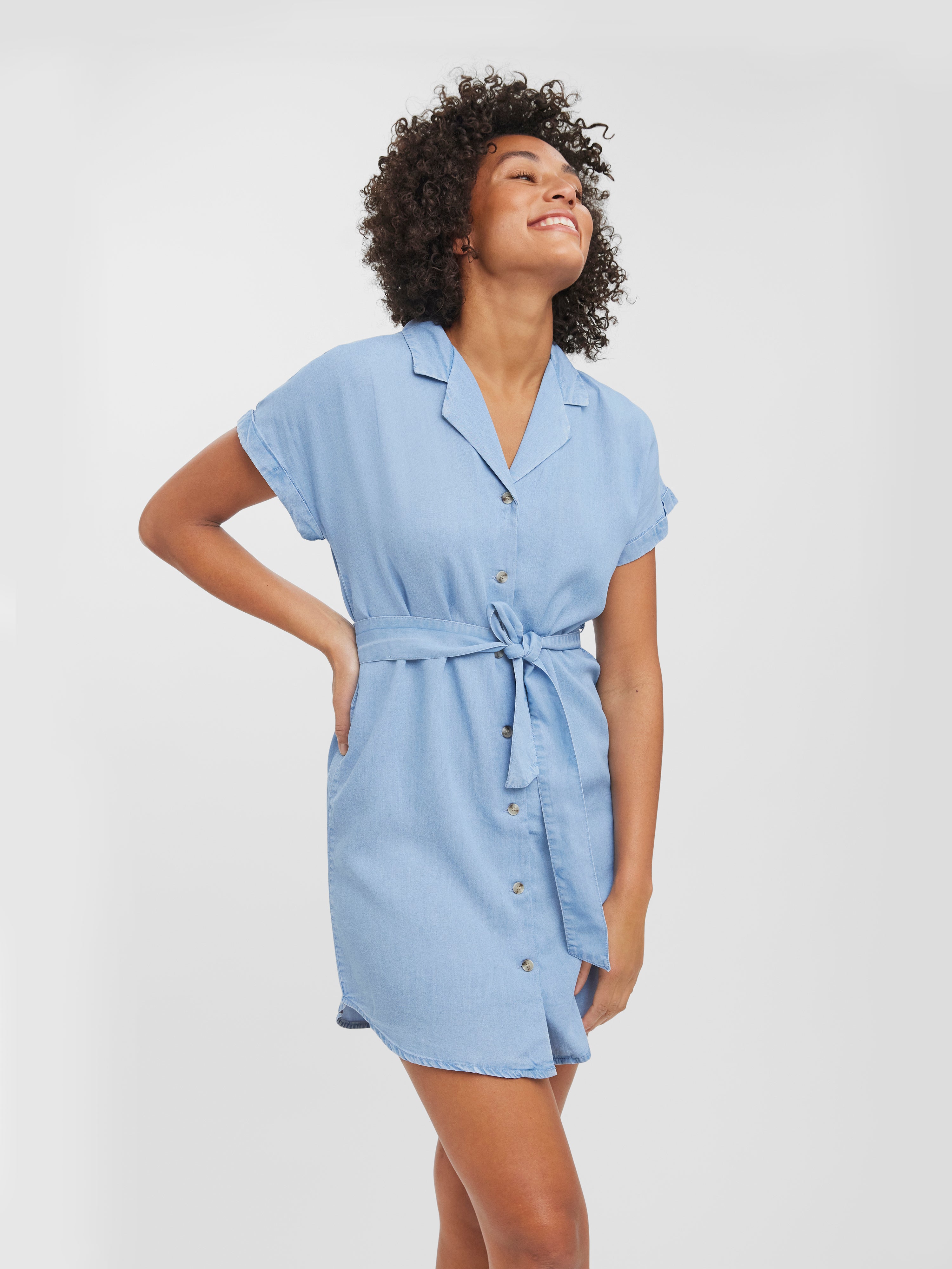 Loose Fit Shirt Collar Short Dress | StyleSearch