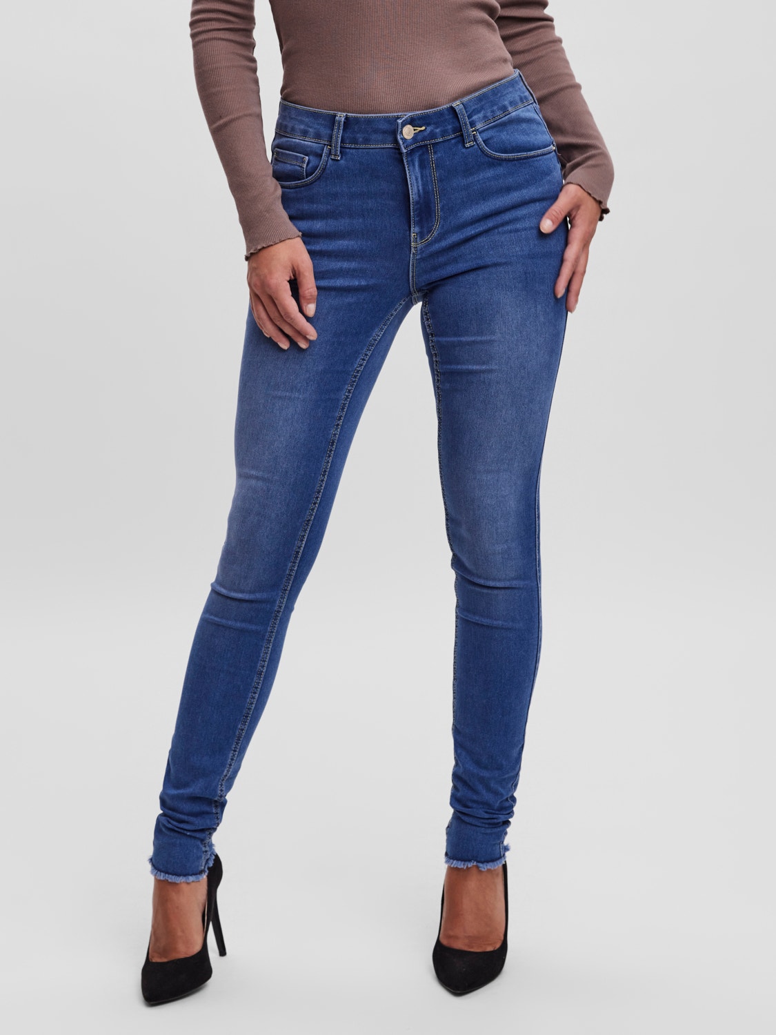 Vero Moda VMSEVEN Vita media Slim Fit Jeans -Medium Blue Denim - 10264598