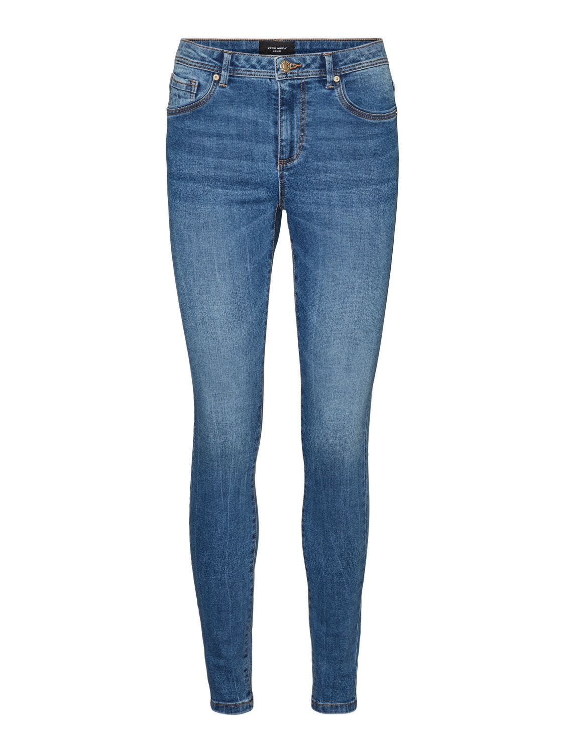 Vero Moda VMTANYA Middels høyt snitt Skinny Fit Jeans -Medium Blue Denim - 10264629