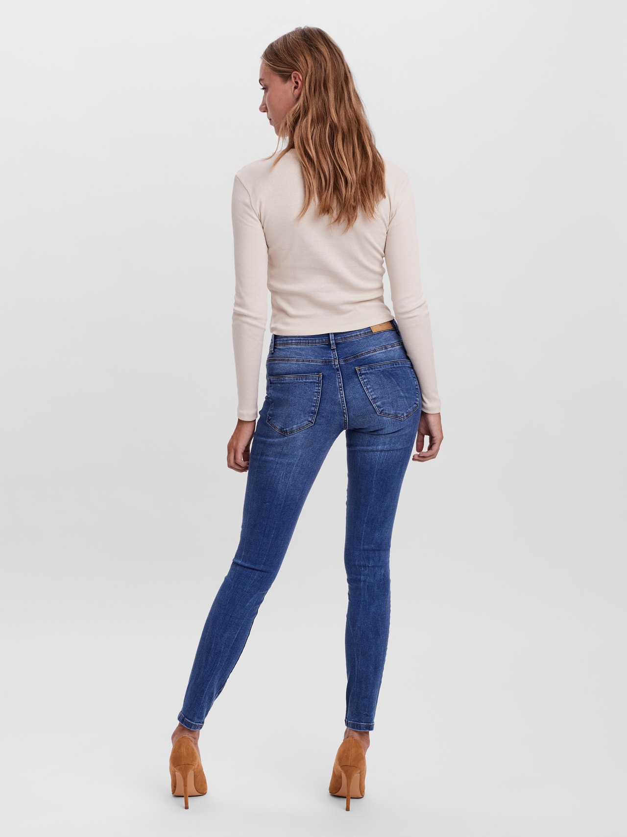 Vero Moda VMTANYA Mid rise Skinny Fit Jeans -Medium Blue Denim - 10264629