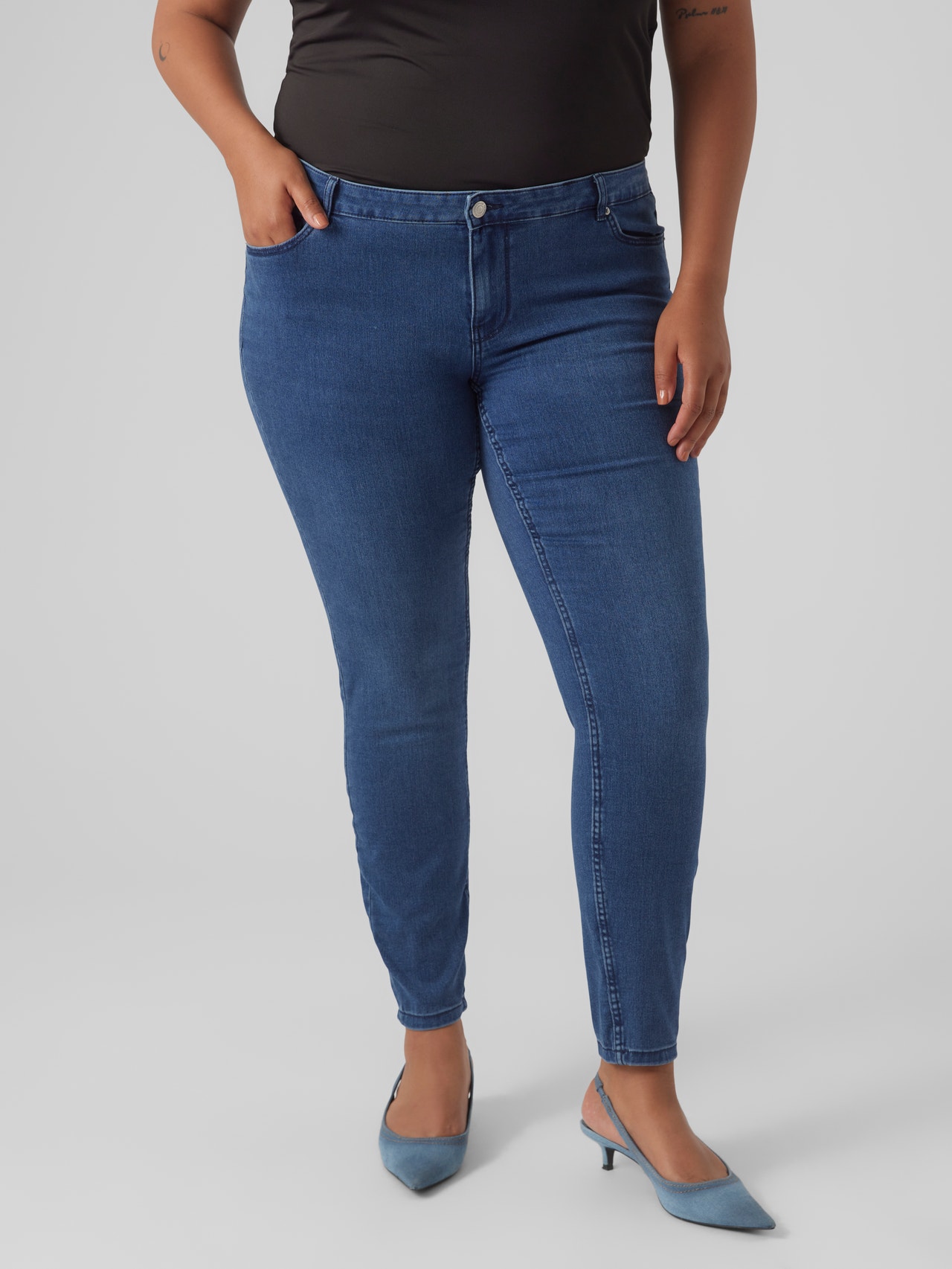 Vero Moda VMLYDIA Låg midja Skinny Fit Jeans -Dark Blue Denim - 10264668
