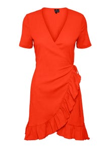 Vero Moda VMHAYA Kort klänning -Spicy Orange - 10265446