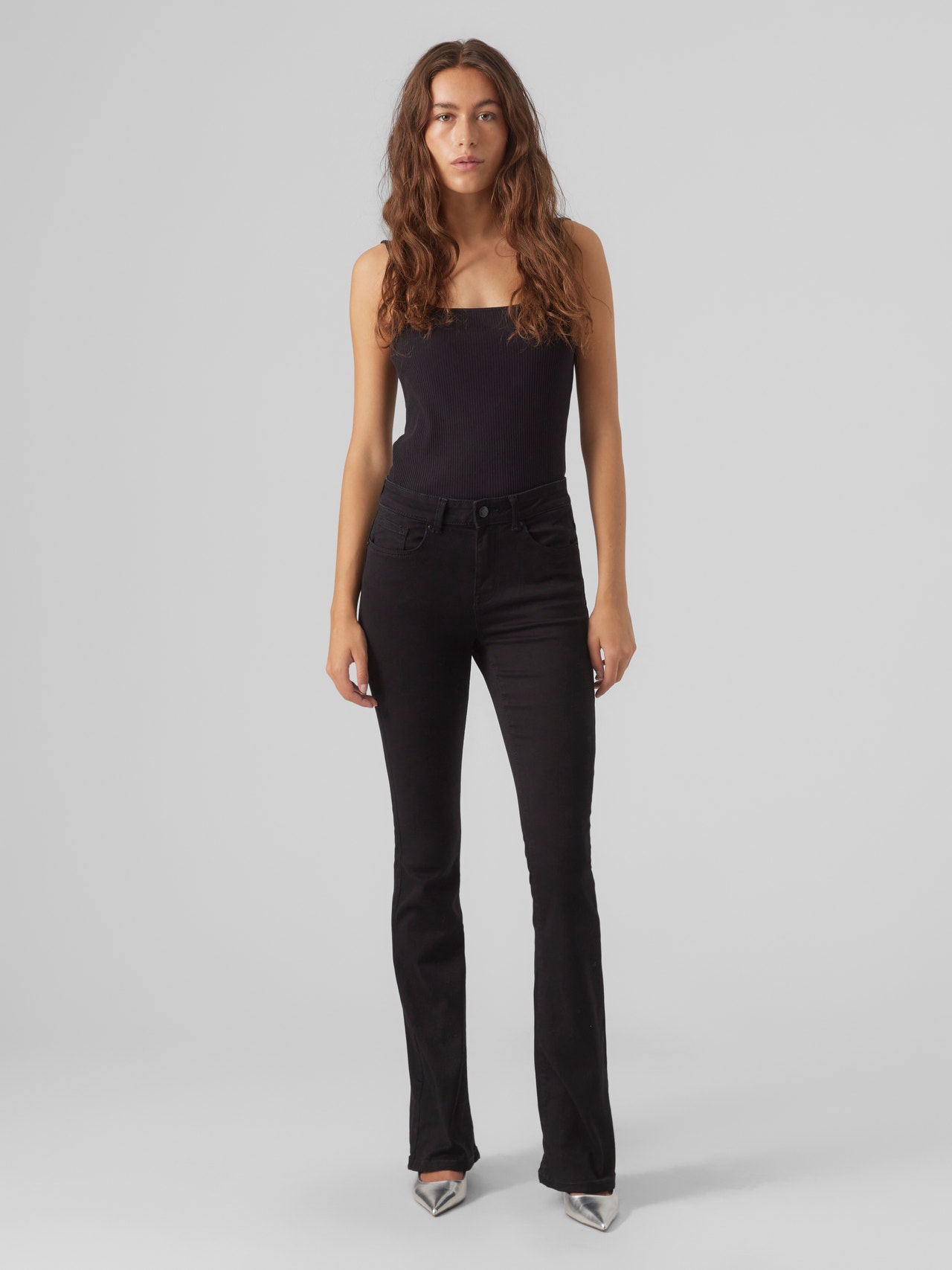 Vero Moda VMPEACHY Mid rise Flared fit Jeans -Black - 10266319