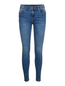 Vero Moda VMSEVEN Middels høyt snitt Slim Fit Jeans -Medium Blue Denim - 10266397