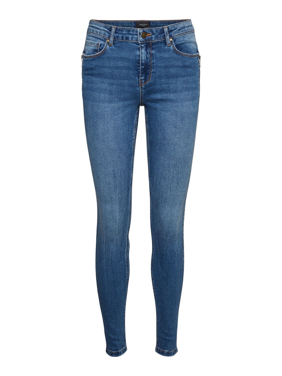 Vero Moda VMSEVEN Średni stan Krój slim Jeans -Medium Blue Denim - 10266397