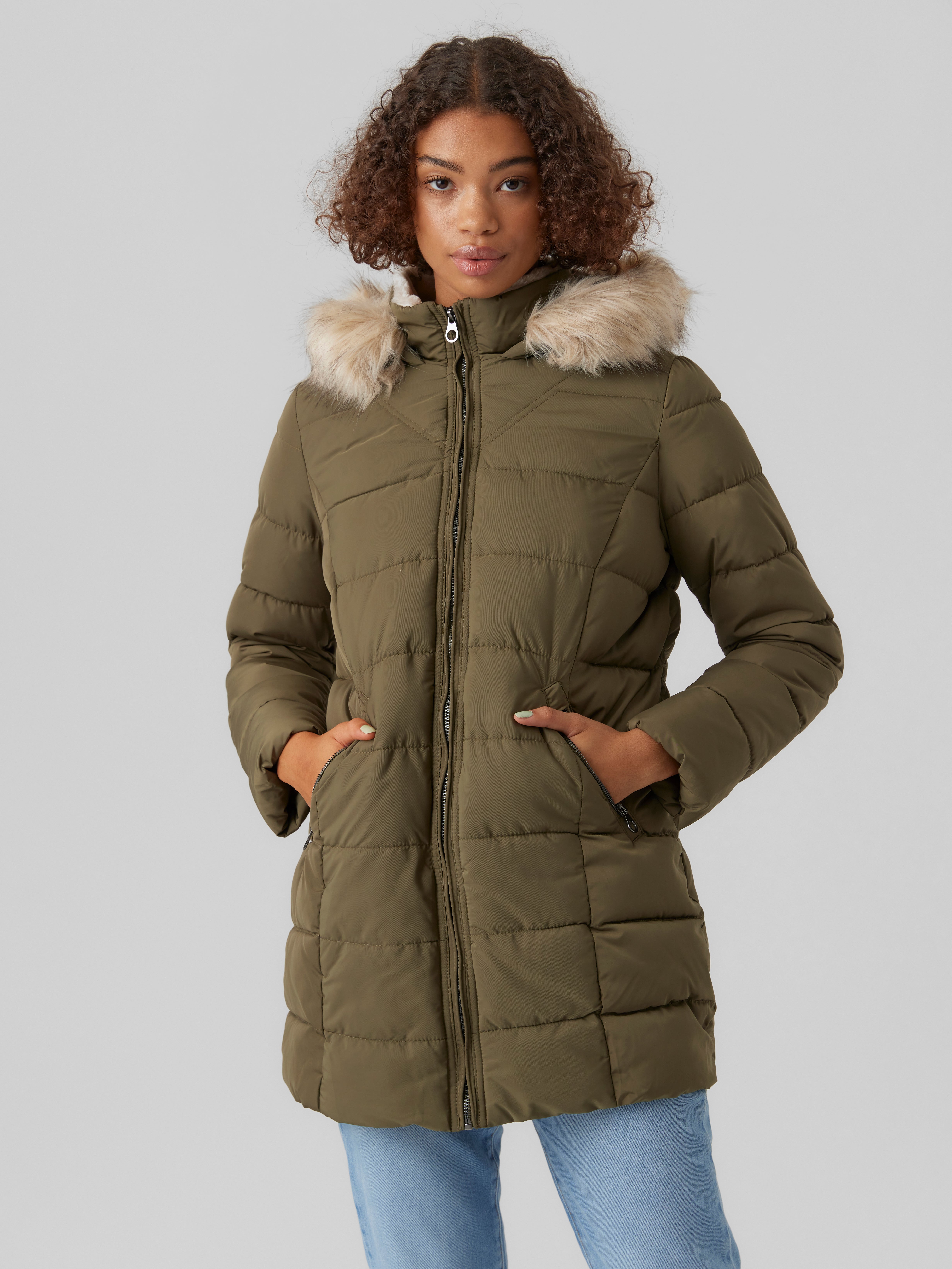 Vero moda petite clearance faux fur hooded parka